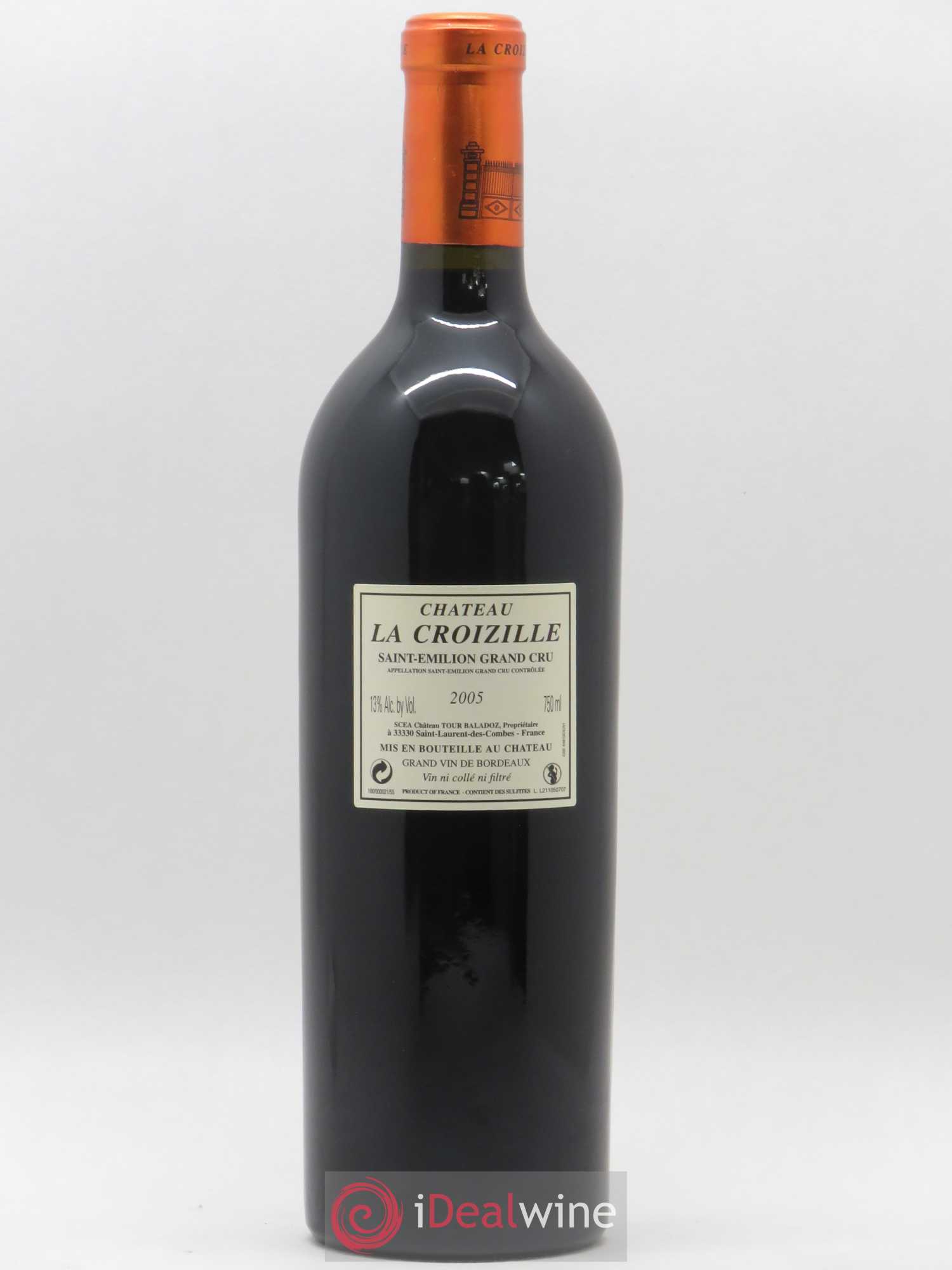 Saint-Émilion Grand Cru Château La Croizille 2005 - Lot de 1 bouteille - 1