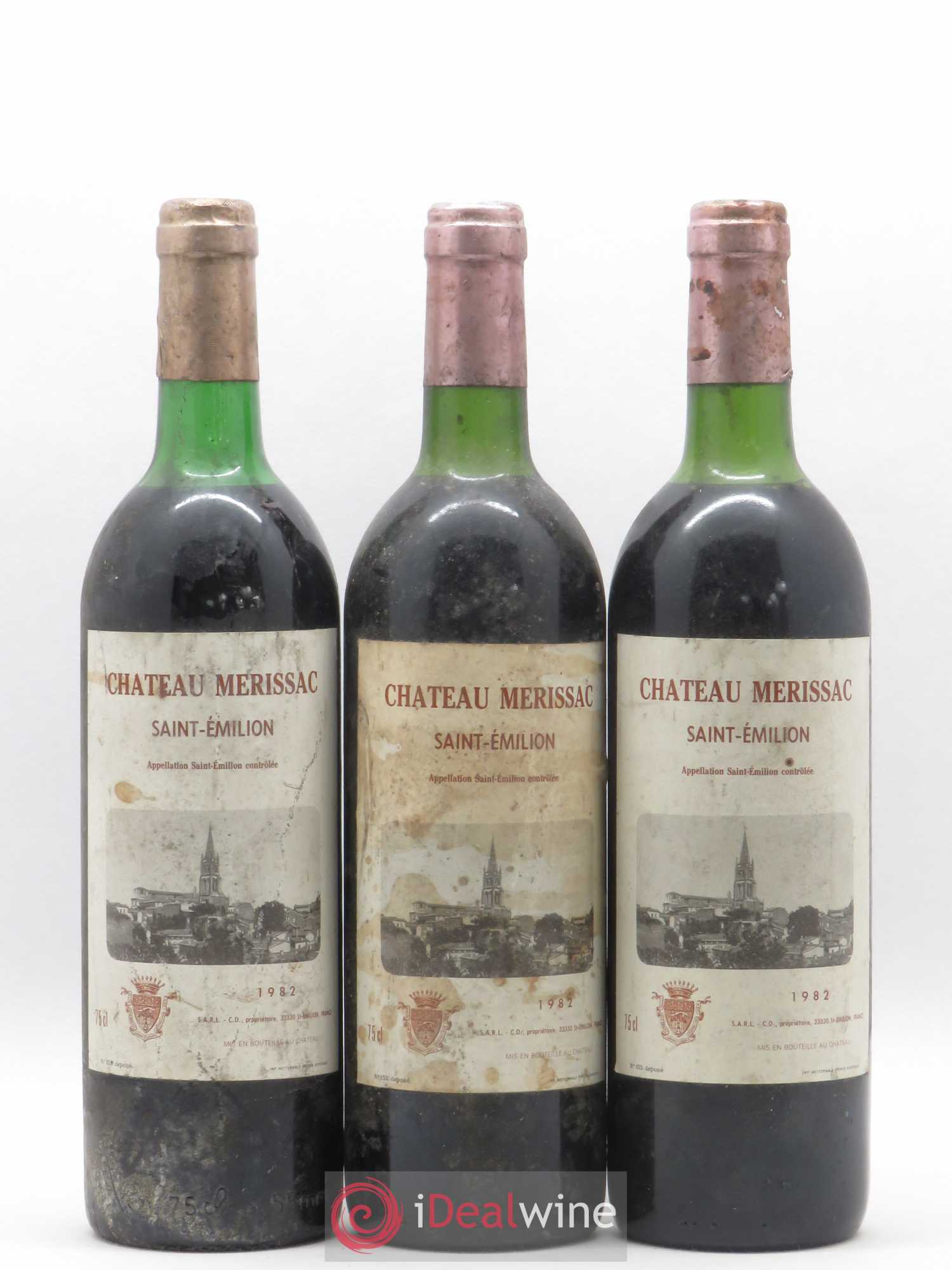 Saint-Émilion Chateau Merissac 1982 - Lot de 3 bouteilles - 0