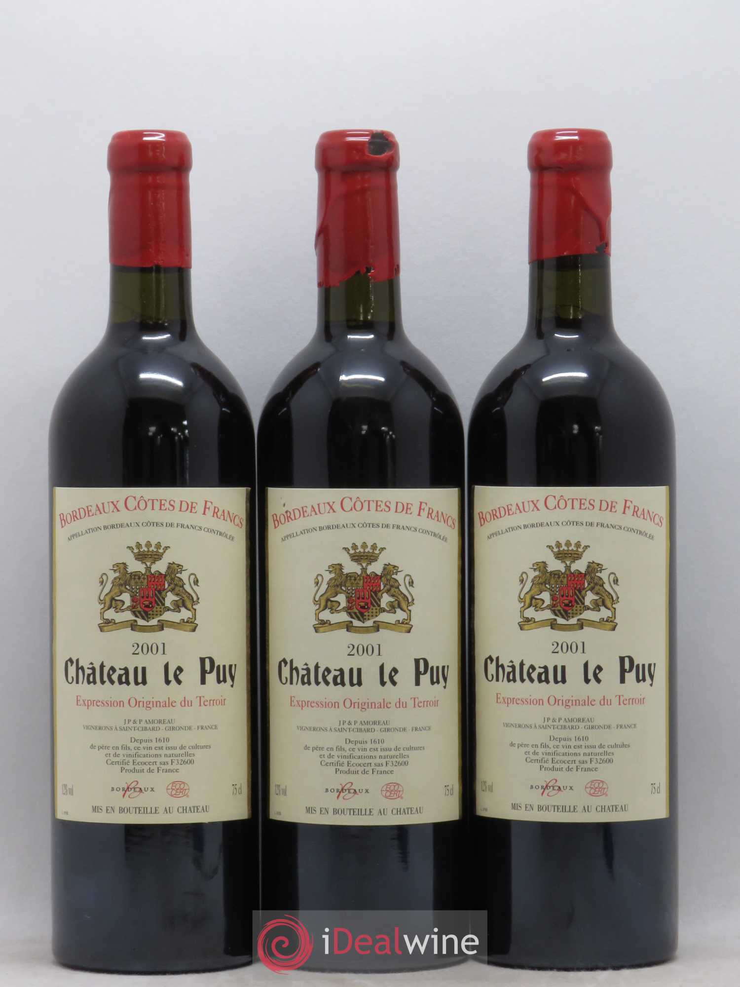 Château Le Puy 2001 - Lot de 3 bouteilles - 0