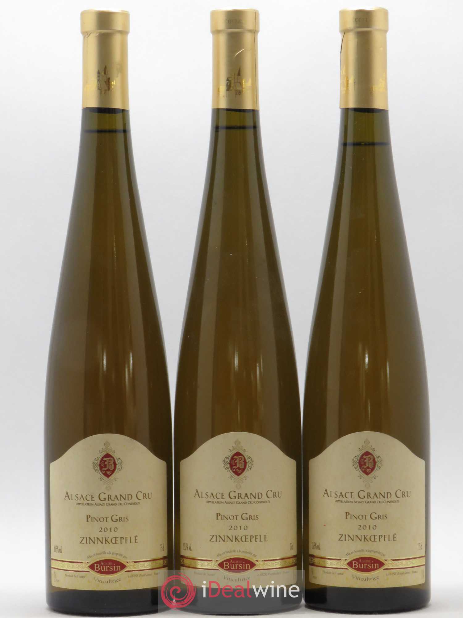 Alsace Pinot Gris Grand Cru Zinnkoepflé Agathe Bursin (sans prix de réserve) 2010 - Posten von 3 Flaschen - 0