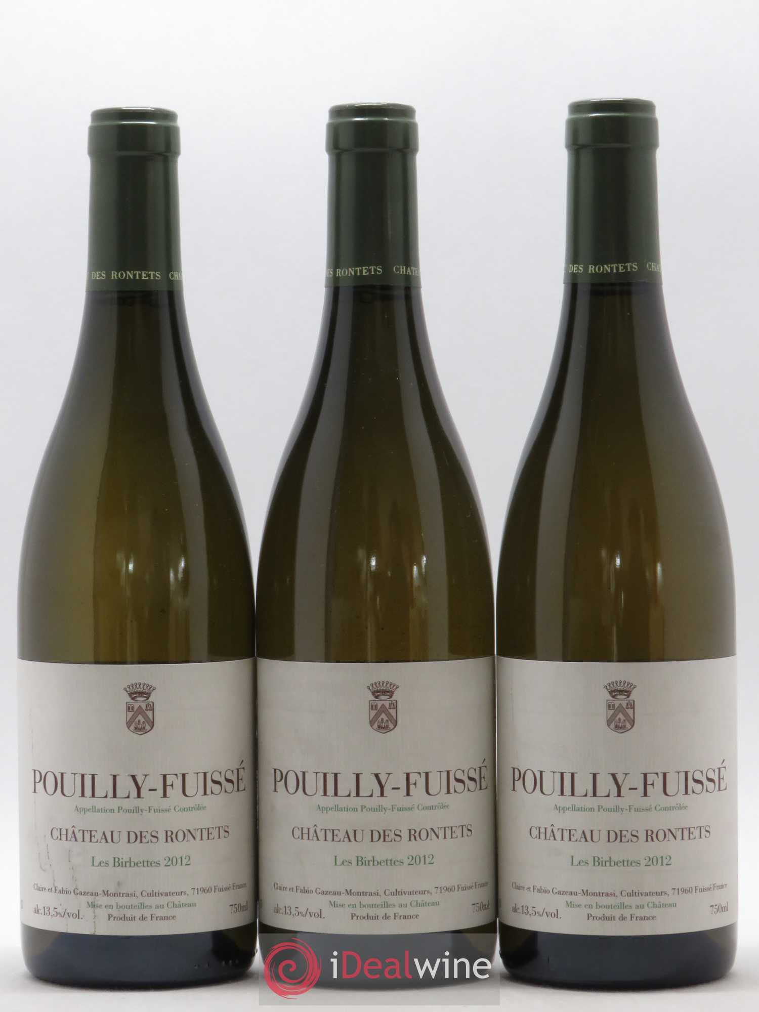 Pouilly-Fuissé Les Birbettes Château des Rontets 2012 - Lot de 3 bouteilles - 0