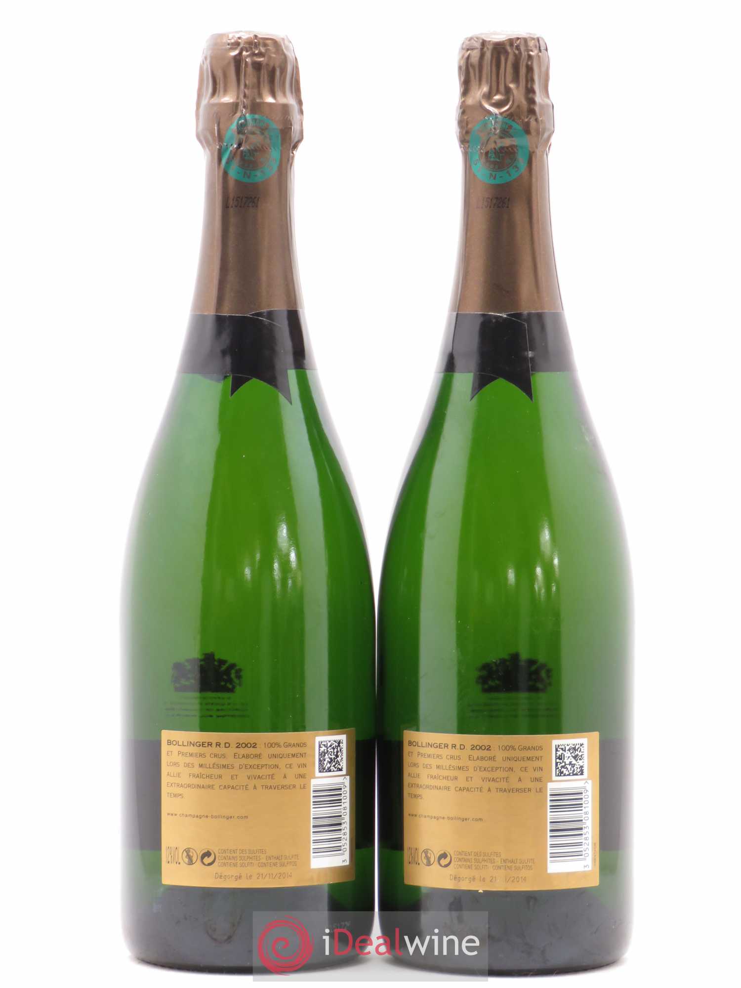 R.D. Extra-Brut Bollinger 2002 - Lot de 2 bouteilles - 1