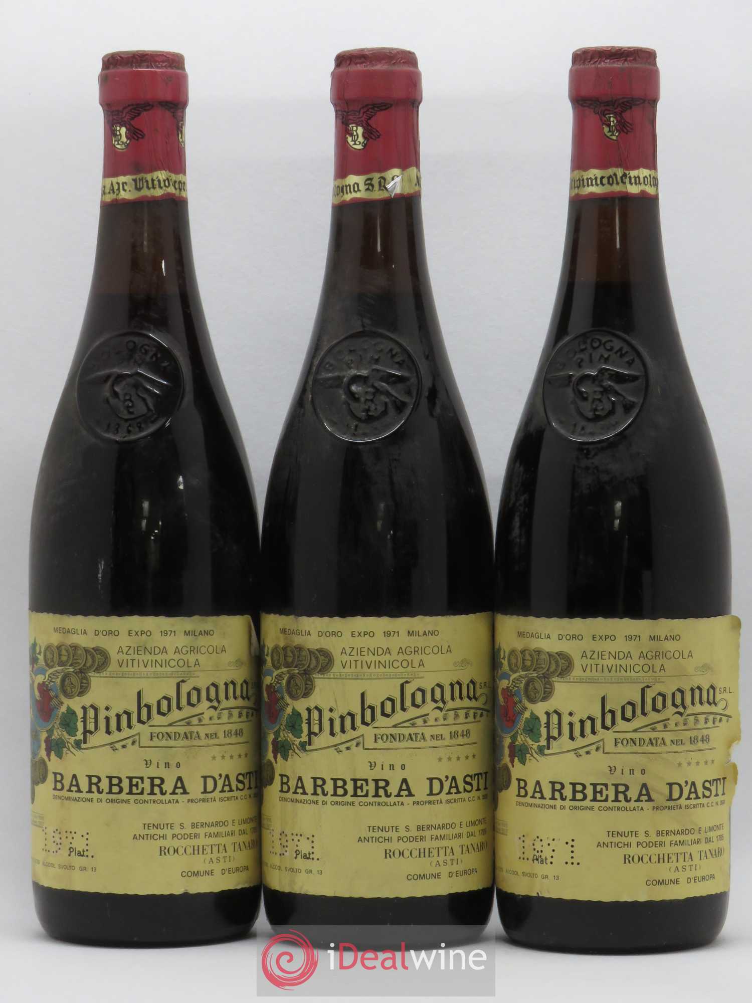 Italie Barbera d'Asti Pinbologna 1971 - Posten von 3 Flaschen - 0