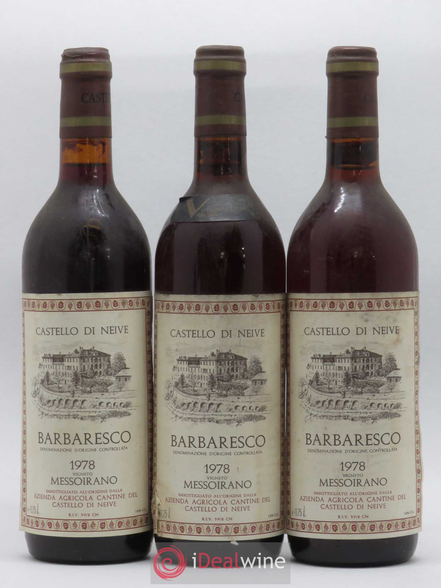 Barbaresco DOCG Messoirano Castello di Neive 1978 - Lot de 3 bouteilles - 0