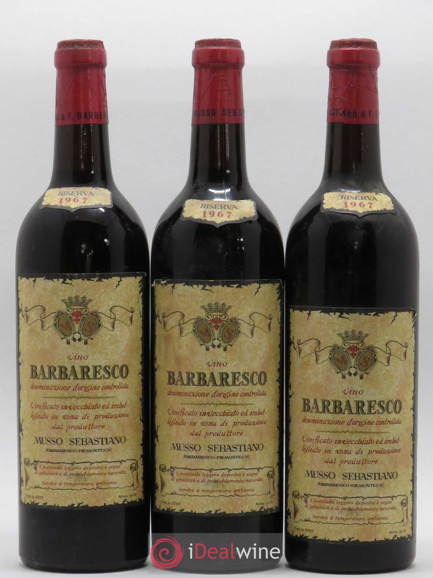 Barbaresco DOCG Riserva Musso Sebastiano 1967 - Lotto di 3 bottiglie - 0