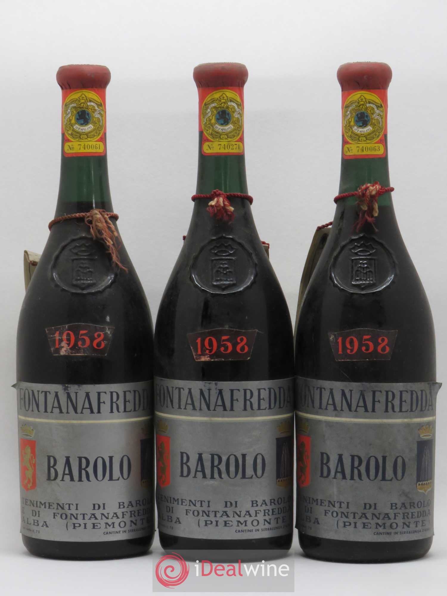 Barolo Fontanafredda 1958 - Lot de 3 bouteilles - 0