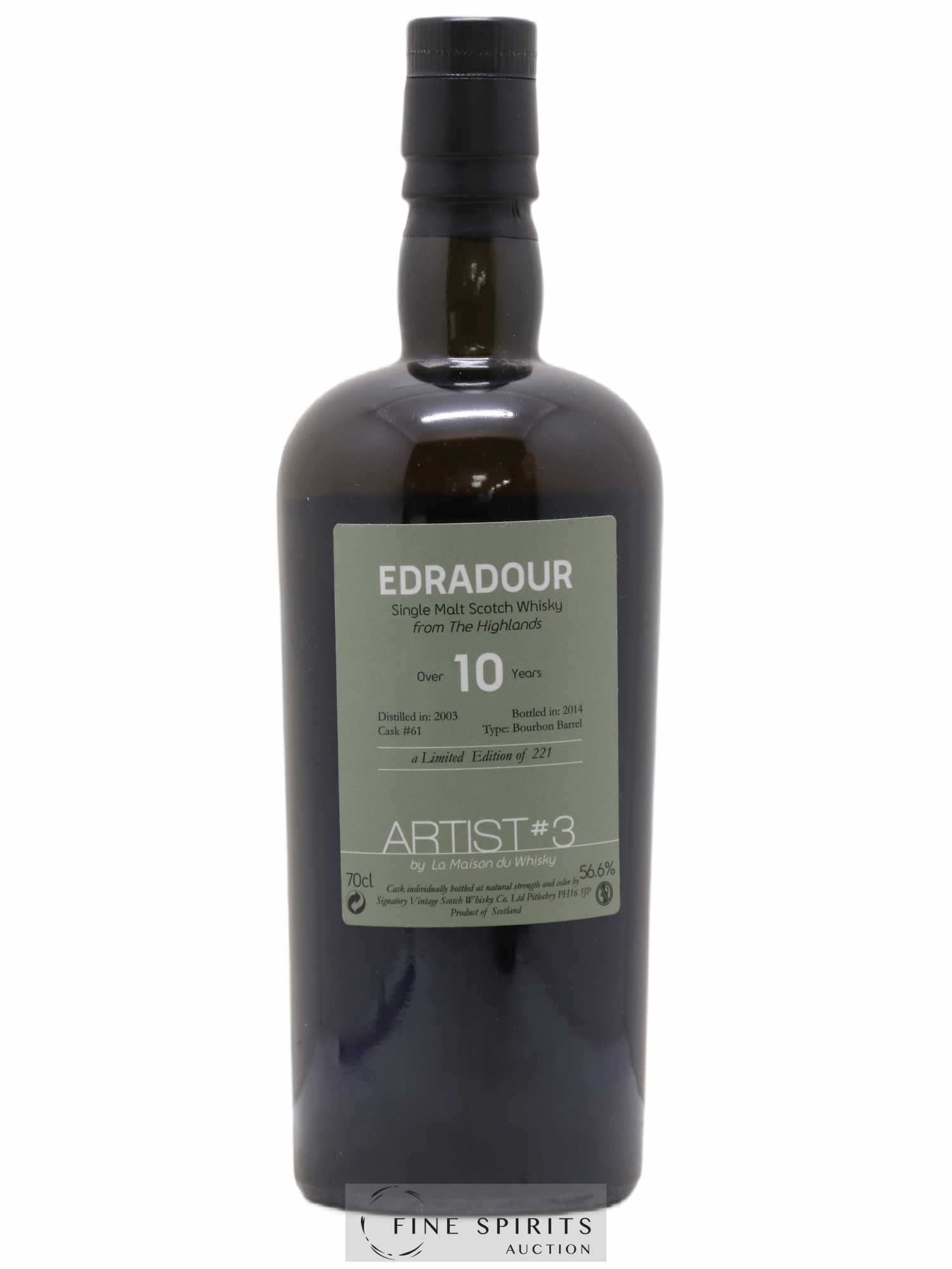 Edradour 10 years 2003 Signatory Vintage Artist n°3 Bourbon Barrel n°61 - One of 221 - bottled 2014 LMDW - Lot de 1 bouteille - 1