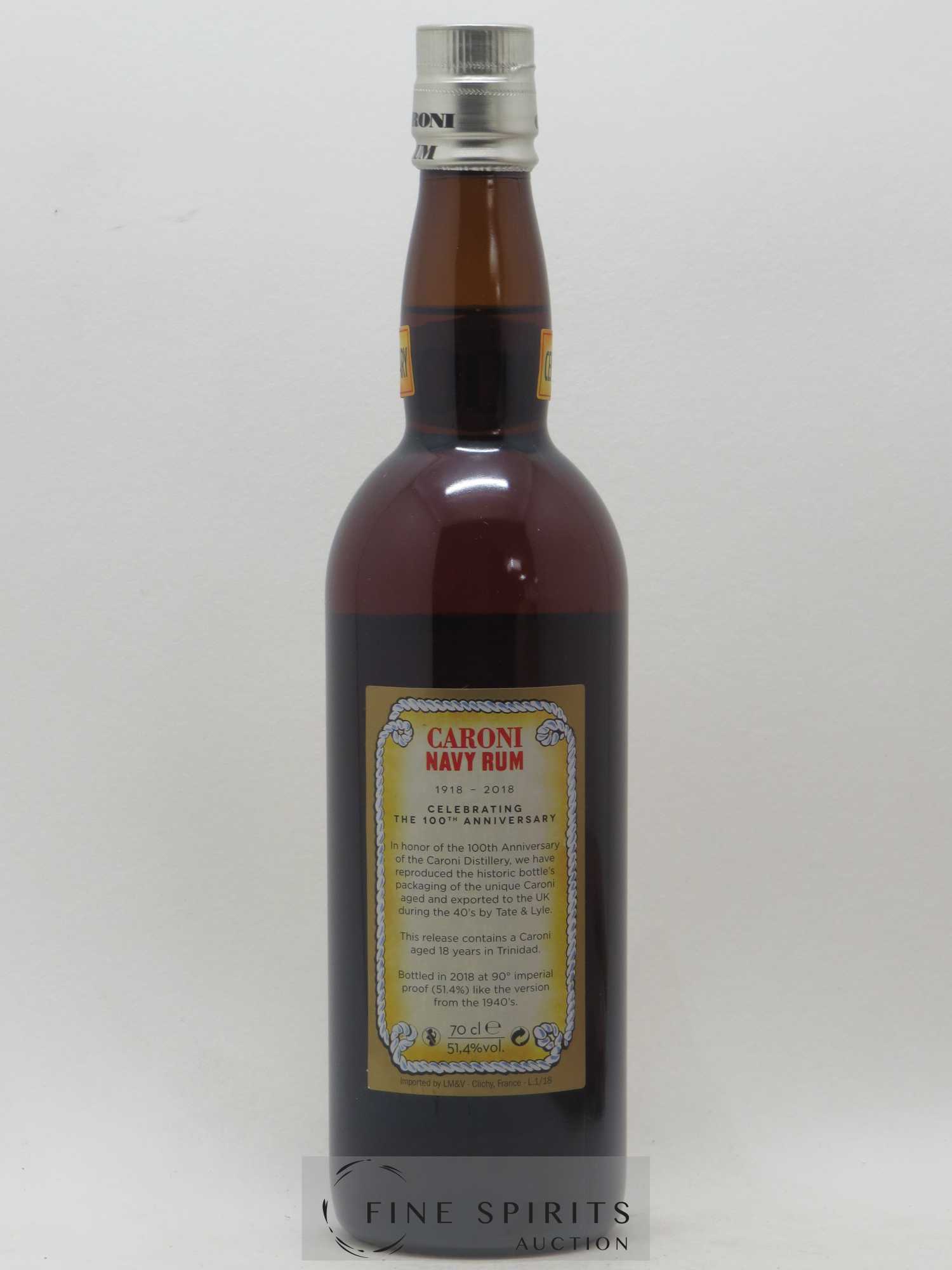 Caroni 18 years Velier Navy Rum 90° Proof - bottled 2018 Celebrating the 100th Anniversary Extra Strong - Lot de 1 bouteille - 2