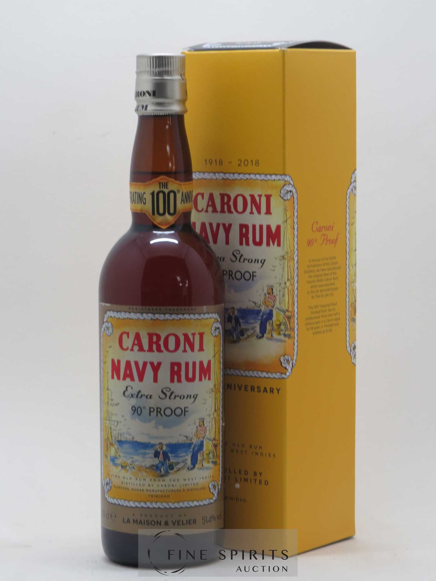 Caroni 18 years Velier Navy Rum 90° Proof - bottled 2018 Celebrating the 100th Anniversary Extra Strong - Lot de 1 bouteille - 0