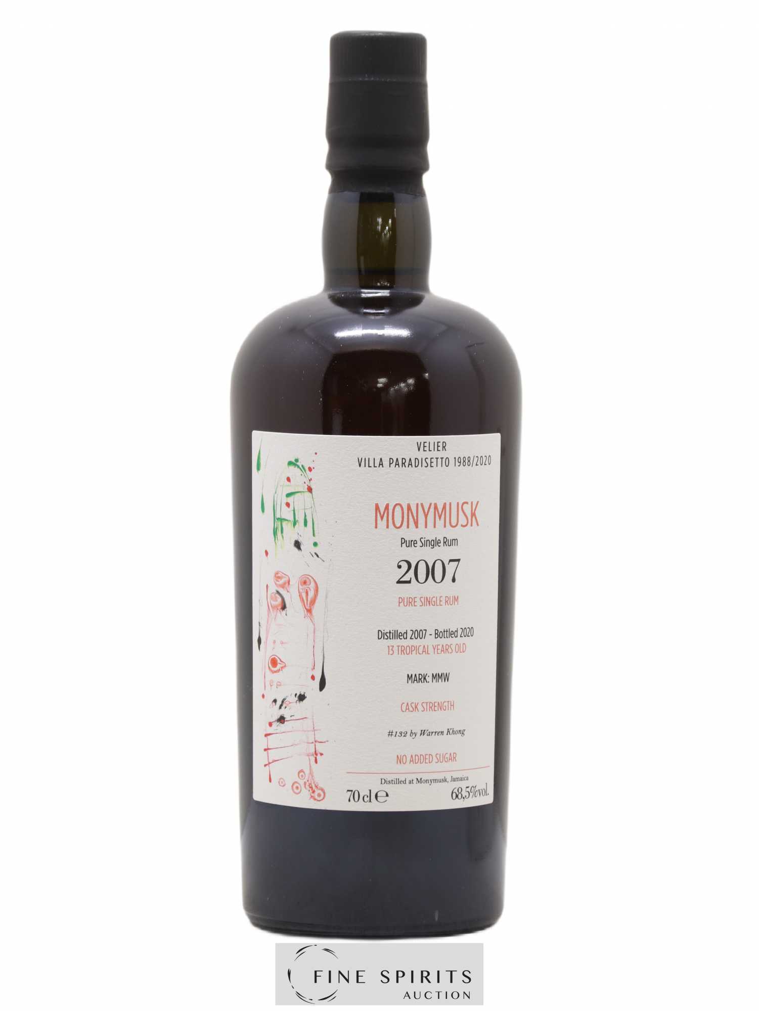 Monymusk 13 years 2007 Velier Villa Paradisetto 1988-2020 Cask n°132 - bottled 2020 - Lot de 1 bouteille - 1
