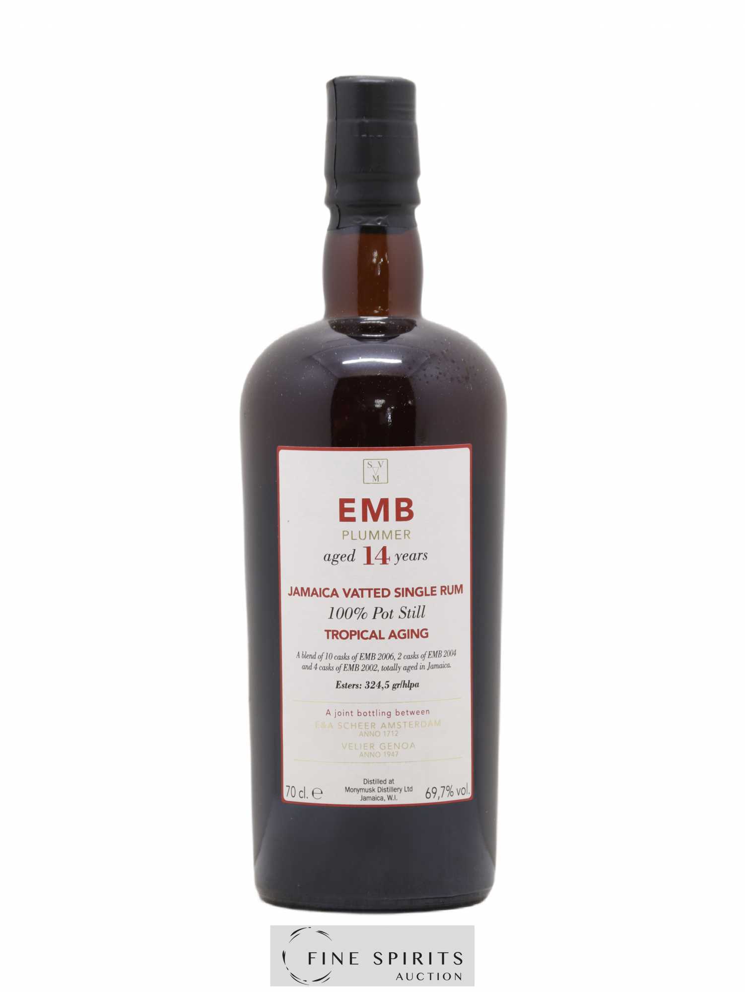 EMB Plummer 14 years Velier Tropical Aging E&A Scheer Joint bottling - Lot de 1 bouteille - 1