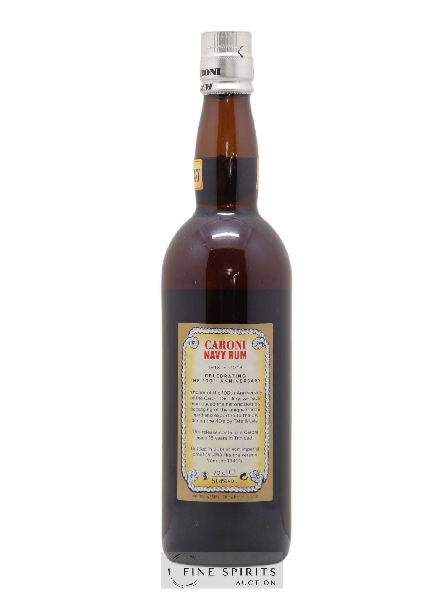 Caroni 18 years Velier Navy Rum 90° Proof - bottled 2018 Celebrating the 100th Anniversary Extra Strong - Lot de 1 bouteille - 2