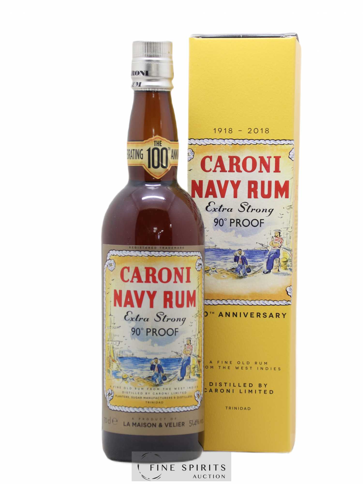 Caroni 18 years Velier Navy Rum 90° Proof - bottled 2018 Celebrating the 100th Anniversary Extra Strong - Lot de 1 bouteille - 0