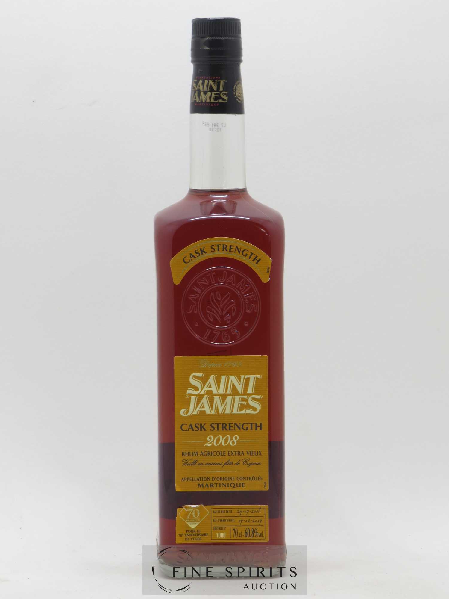 Saint James 2008 Of. bottled 2017 Velier 70th Anniversary Cask Strengh - Lot de 1 bouteille - 1