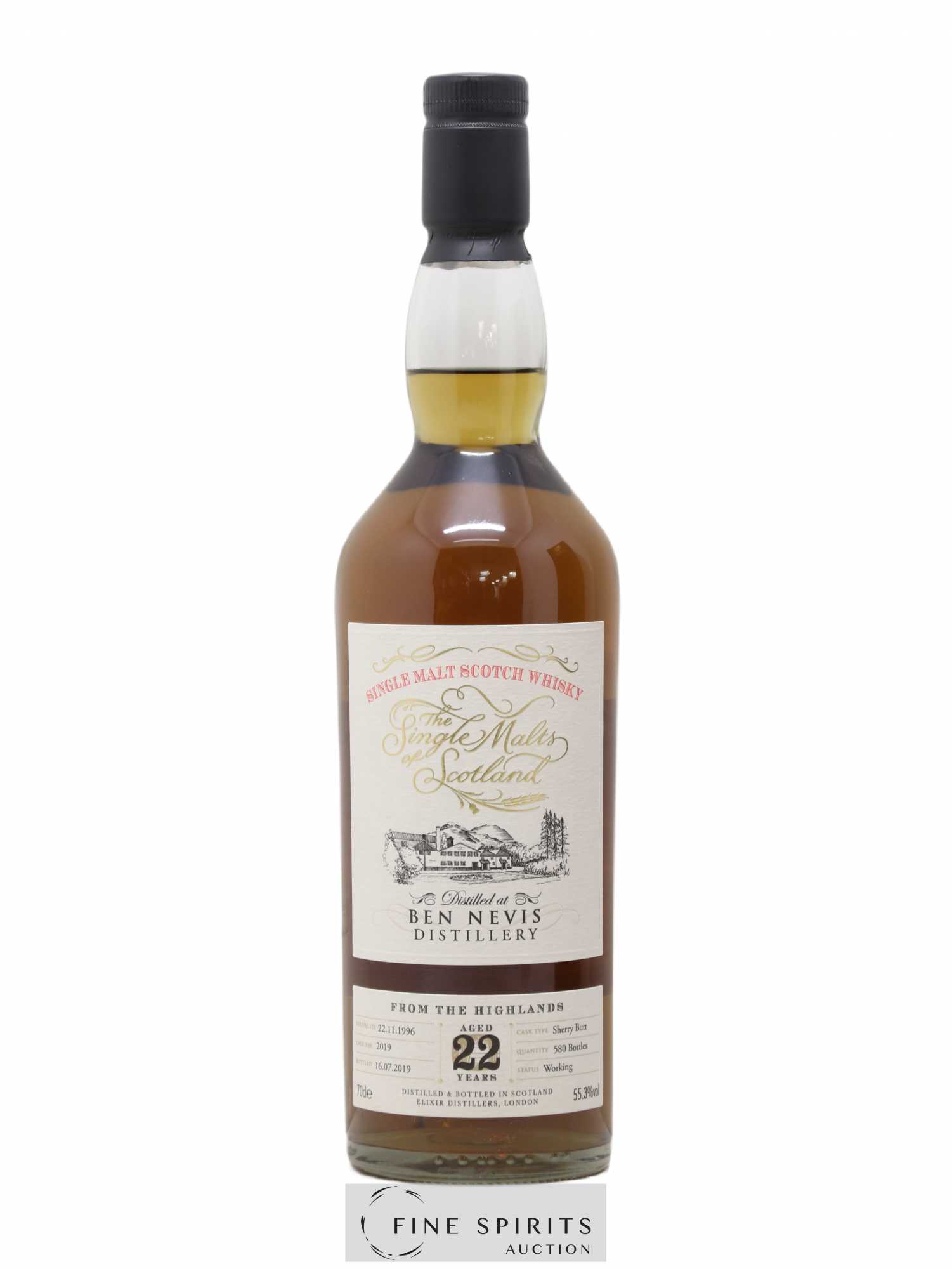 Ben Nevis 22 years 1996 Elixir Distillers Sherry Butt Cask n°2019 - One of 580 - bottled 2019 The Single Malts of Scotland - Lot de 1 bouteille - 1