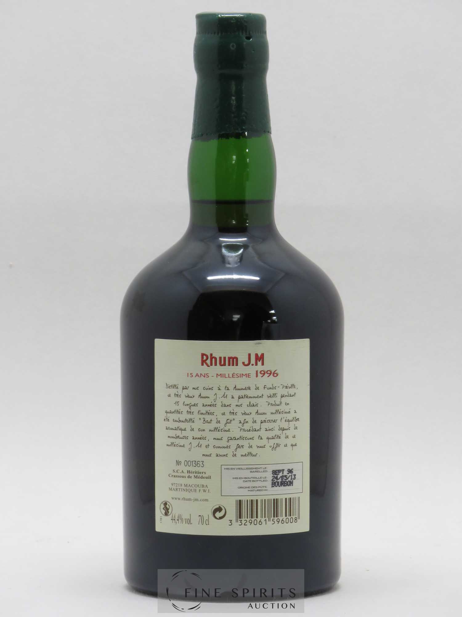 J.M 15 years 1996 Of. Bourbon Cask bottled 2013 Brut de Fut - Lot de 1 bouteille - 2