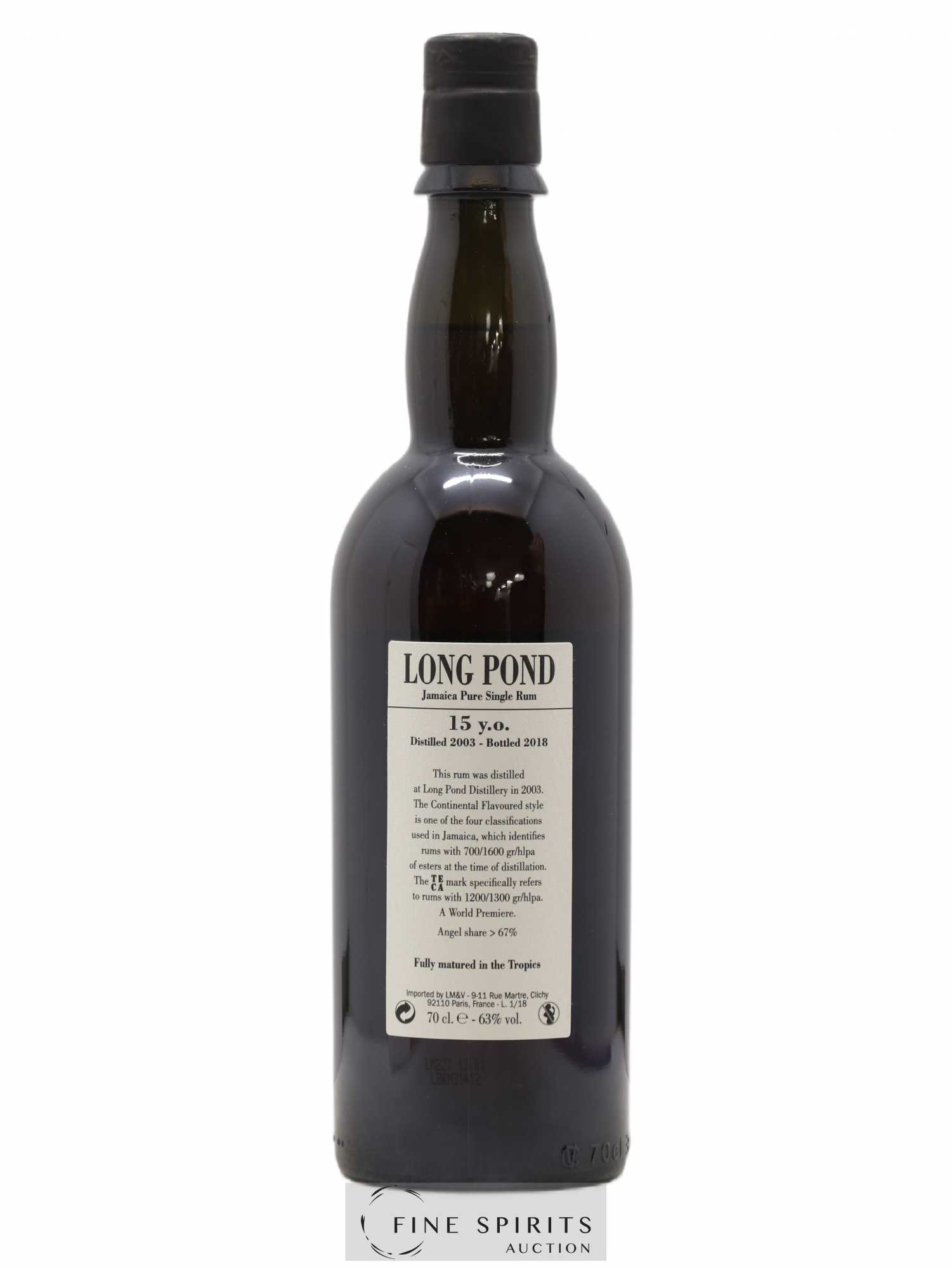 Long Pond 15 years 2003 Of. Mark TECA - One of 2484 - bottled 2018 LM&V National Rums of Jamaica - Lot de 1 bouteille - 2