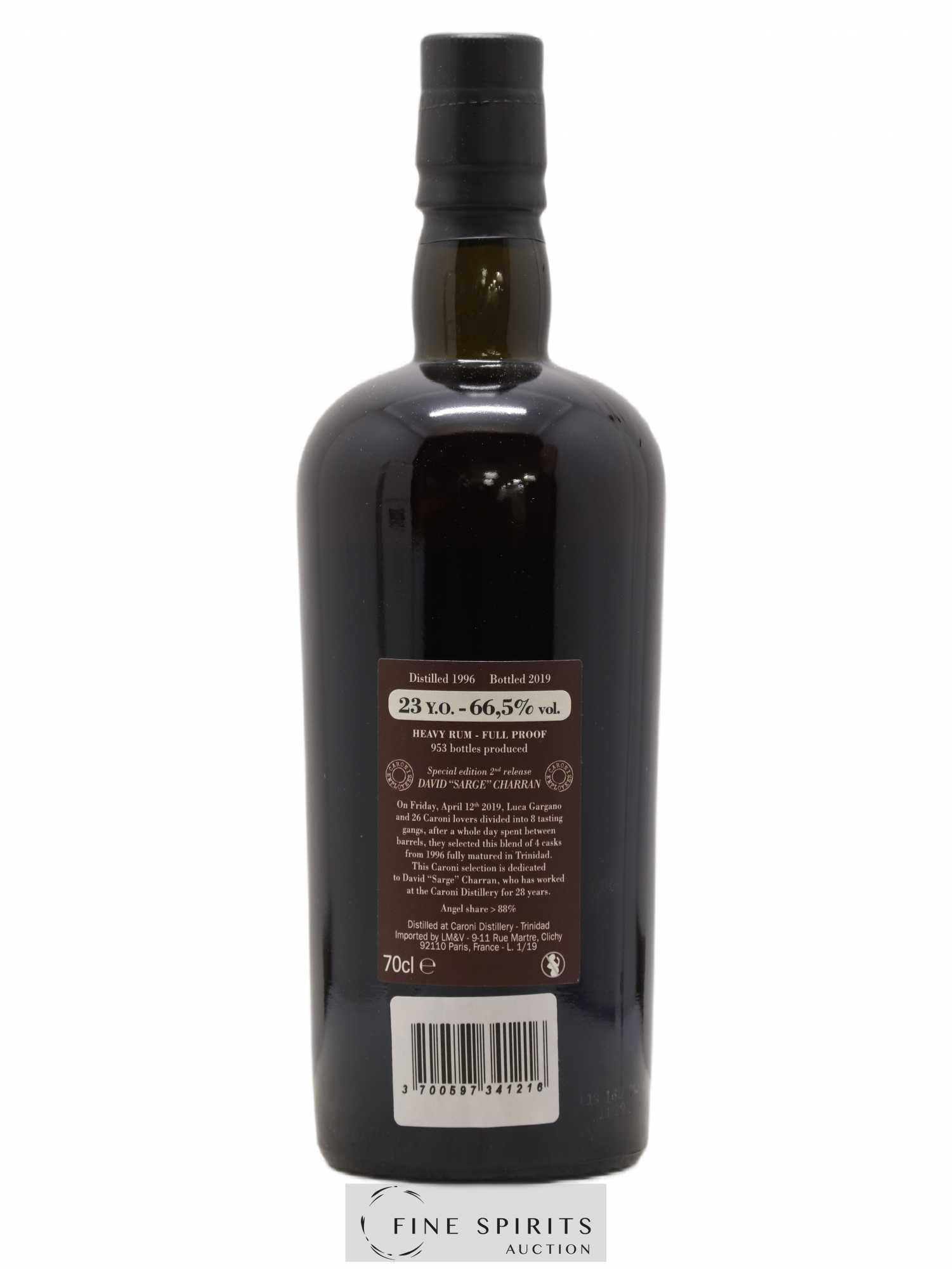 Caroni 23 years 1996 Velier Special Edition David Sarge Charran 2nd Release - One of 953 - bottled 2019 Employee Serie - Lot de 1 bouteille - 2