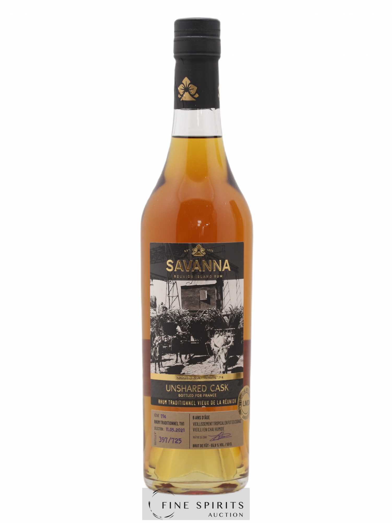 Savanna 6 years Of. Unshared Cask Fût n°714 - One of 725 bottled for France - Lot de 1 bouteille - 1