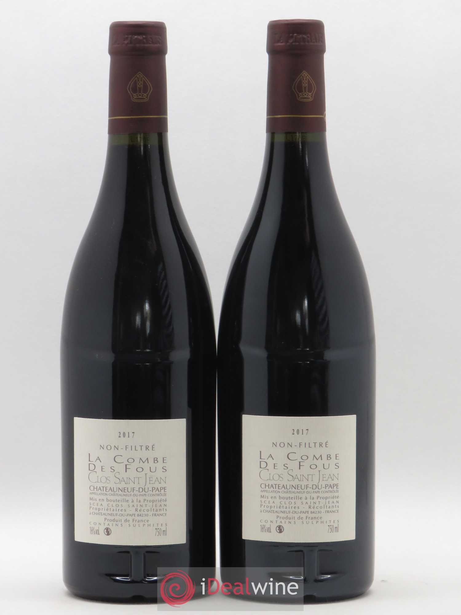 Châteauneuf-du-Pape Clos Saint-Jean La Combe des Fous Pascal et Vincent Maurel 2017 - Lot de 2 bouteilles - 1