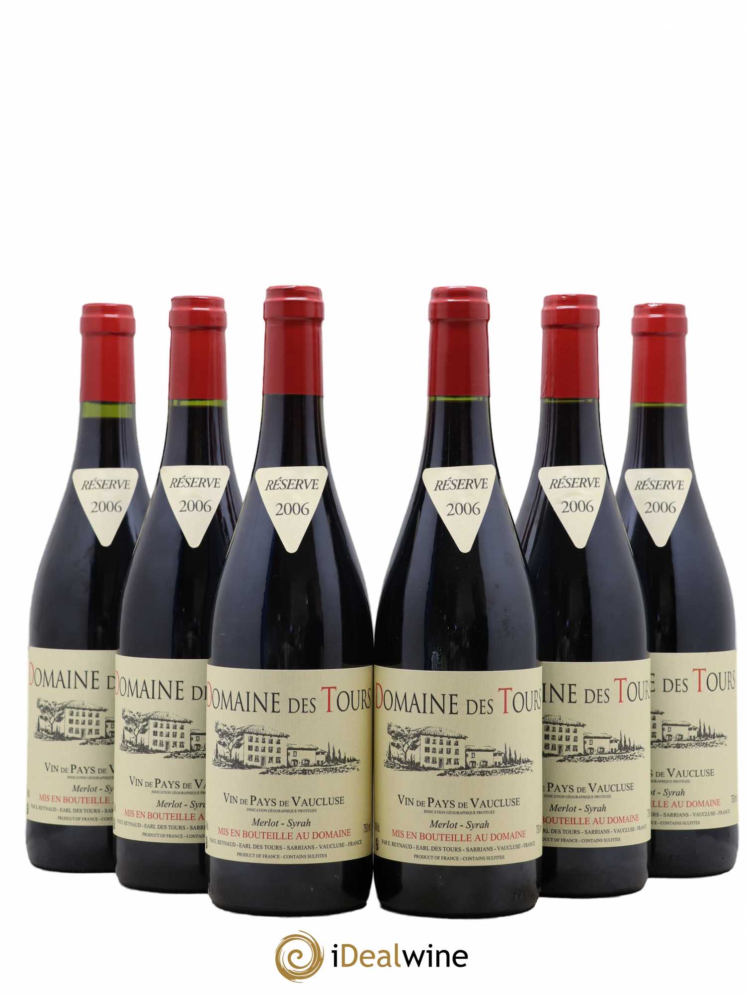 Vaucluse Domaine des Tours Merlot-Syrah Emmanuel Reynaud 2006 - Lot de 6 bouteilles - 0
