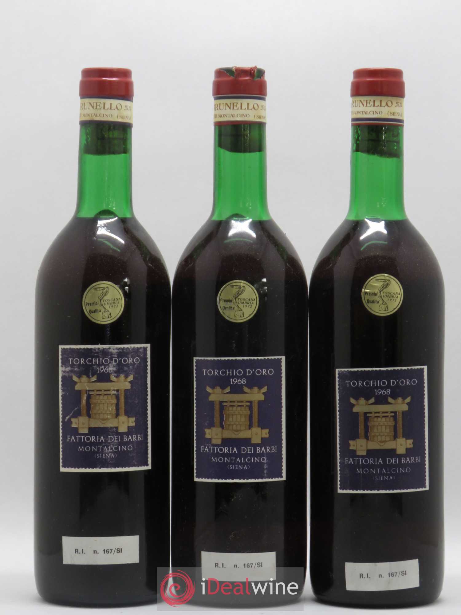 Brunello di Montalcino Torchio D'Oro Fattoria Dei Barbi 1969 - Lot of 3 bottles - 1