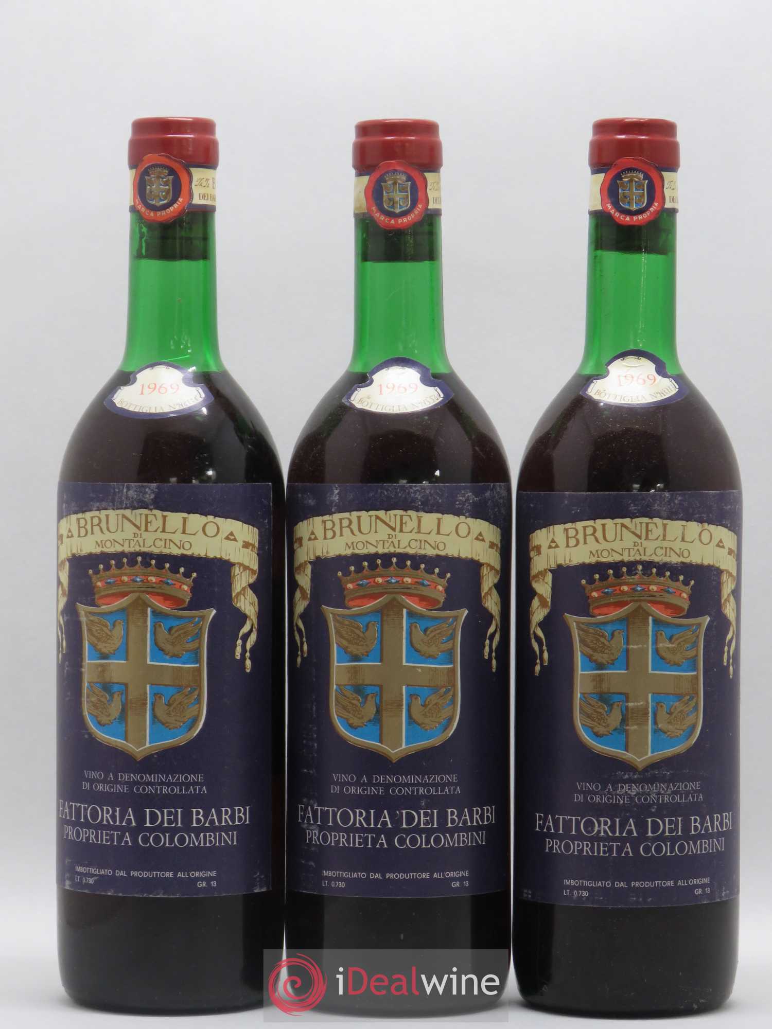 Brunello di Montalcino Torchio D'Oro Fattoria Dei Barbi 1969 - Lotto di 3 bottiglie - 0