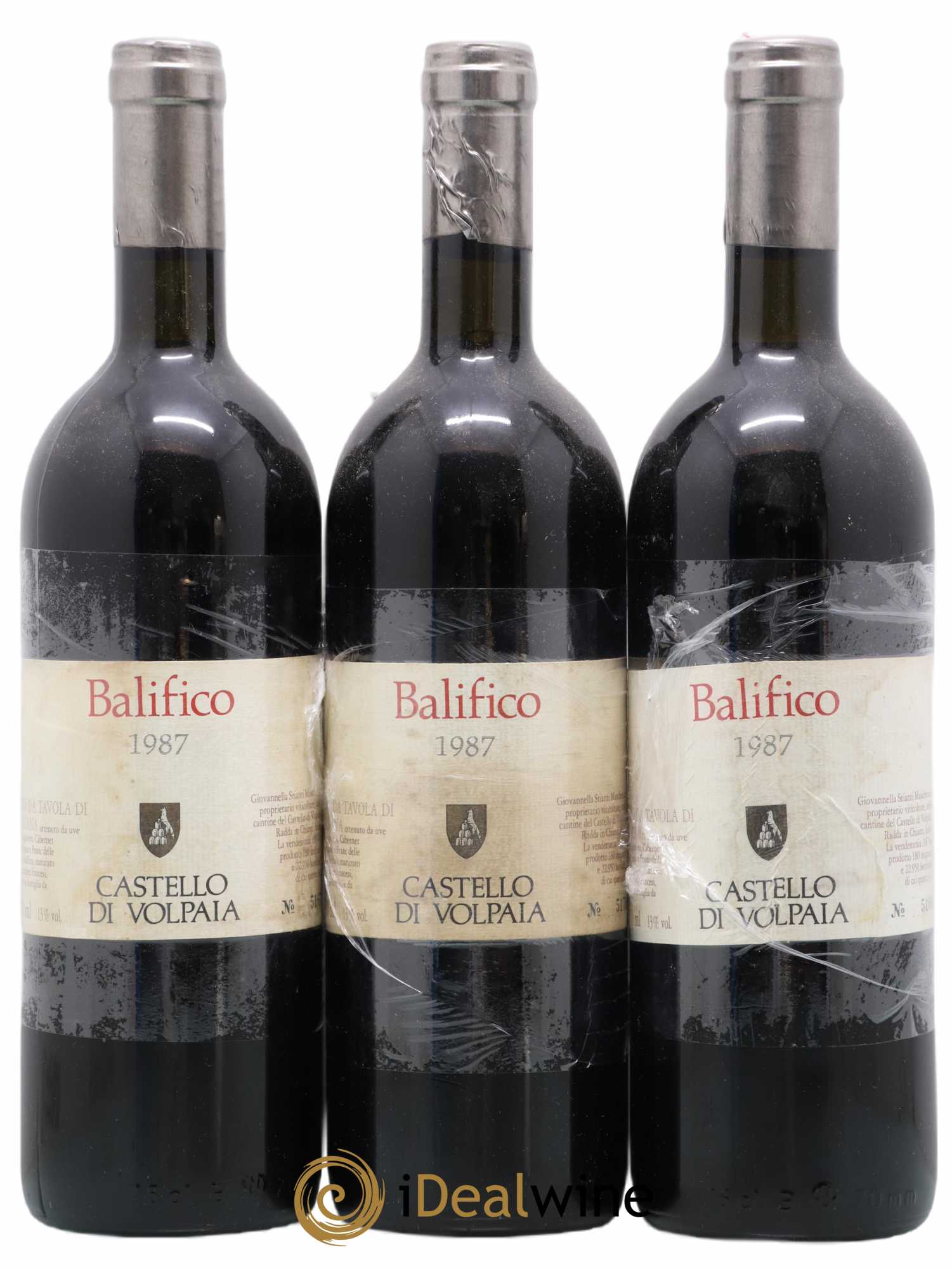 Italie Balifico Castello Di Volpaia 1987 - Lot de 3 bouteilles - 0