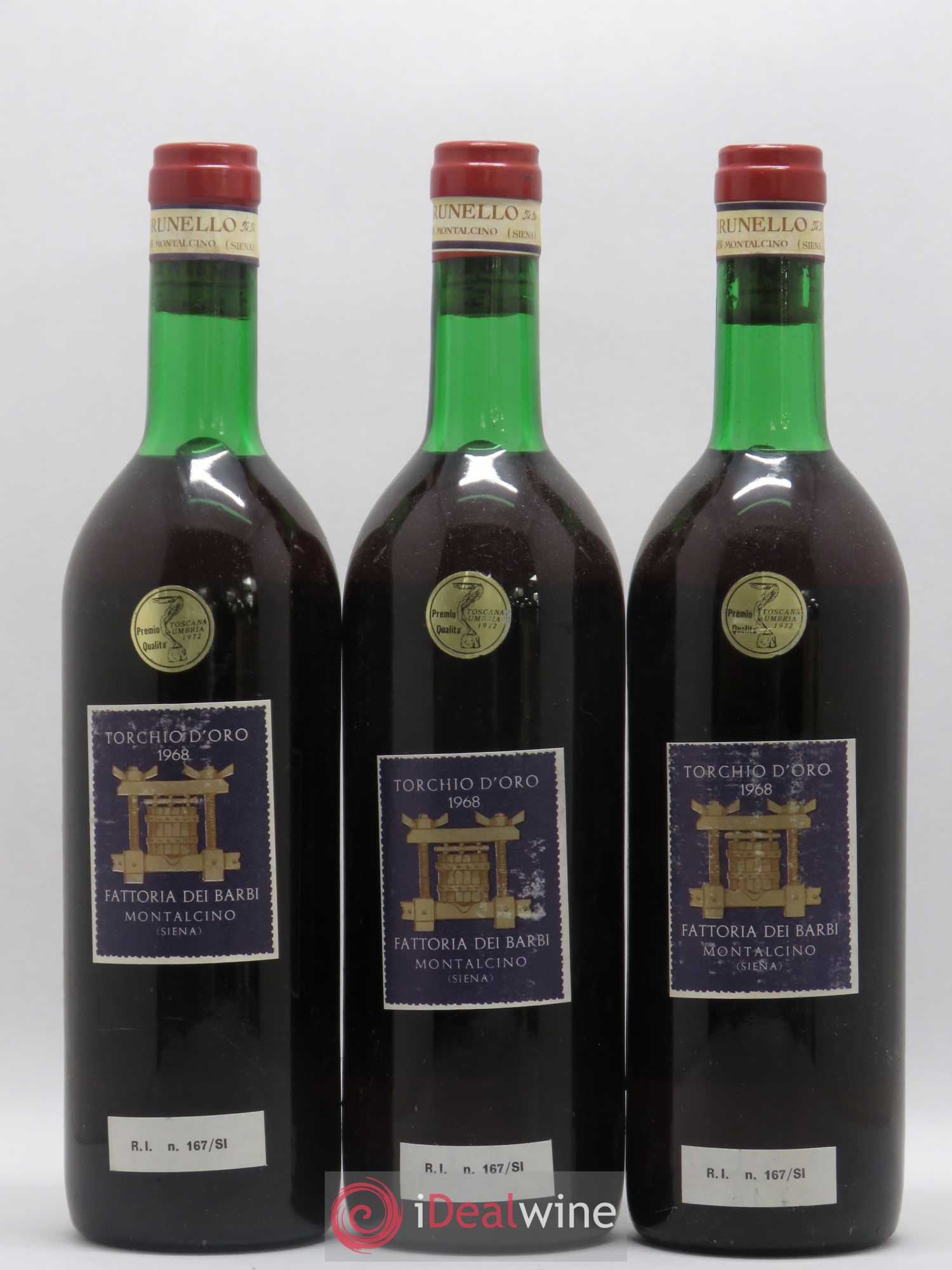 Brunello di Montalcino Torchio D'Oro Fattoria Dei Barbi 1969 - Lot of 3 bottles - 1
