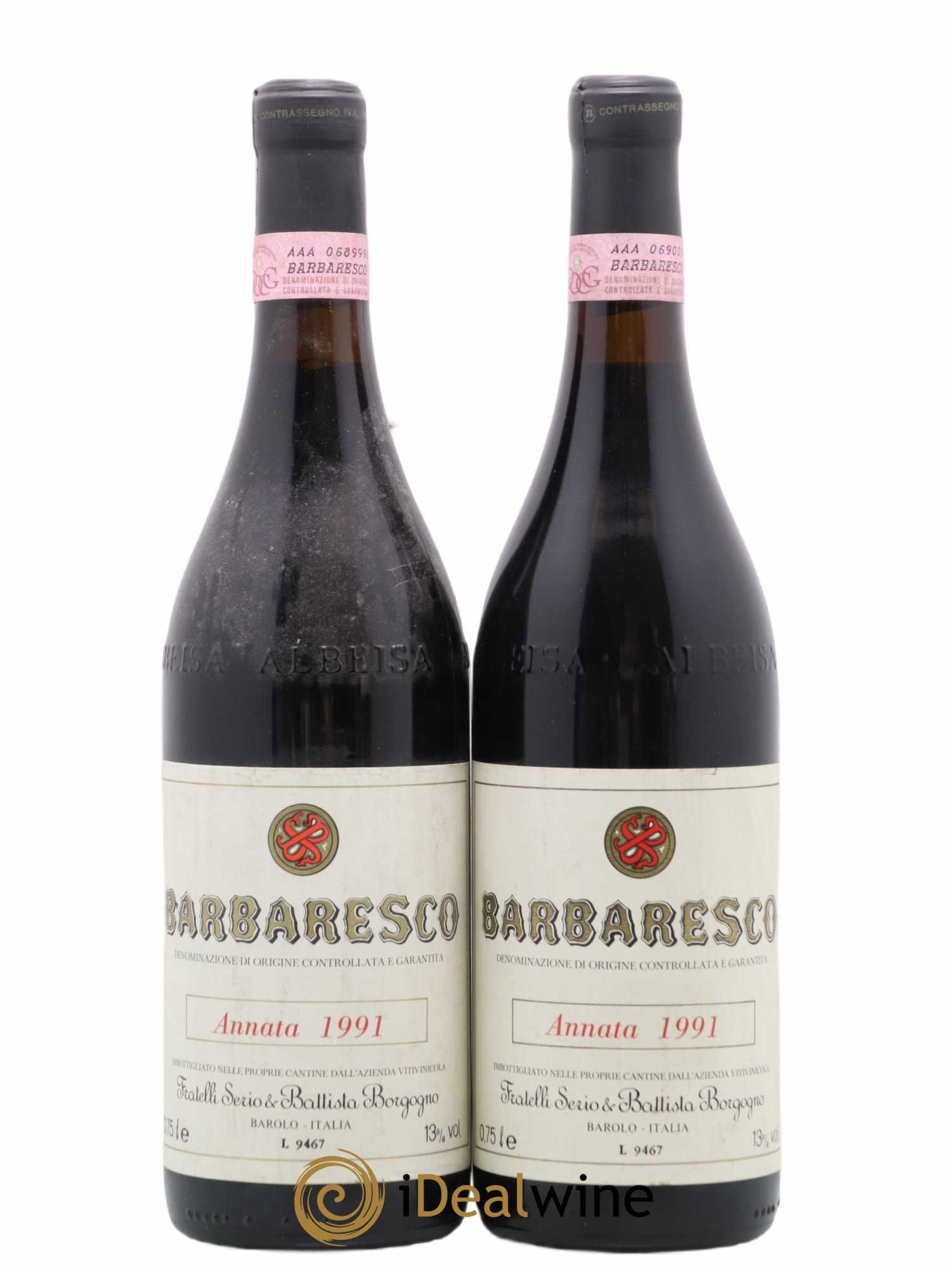 Barbaresco DOCG Serio&Battista Borgogno 1991 - Lot de 2 bouteilles - 0