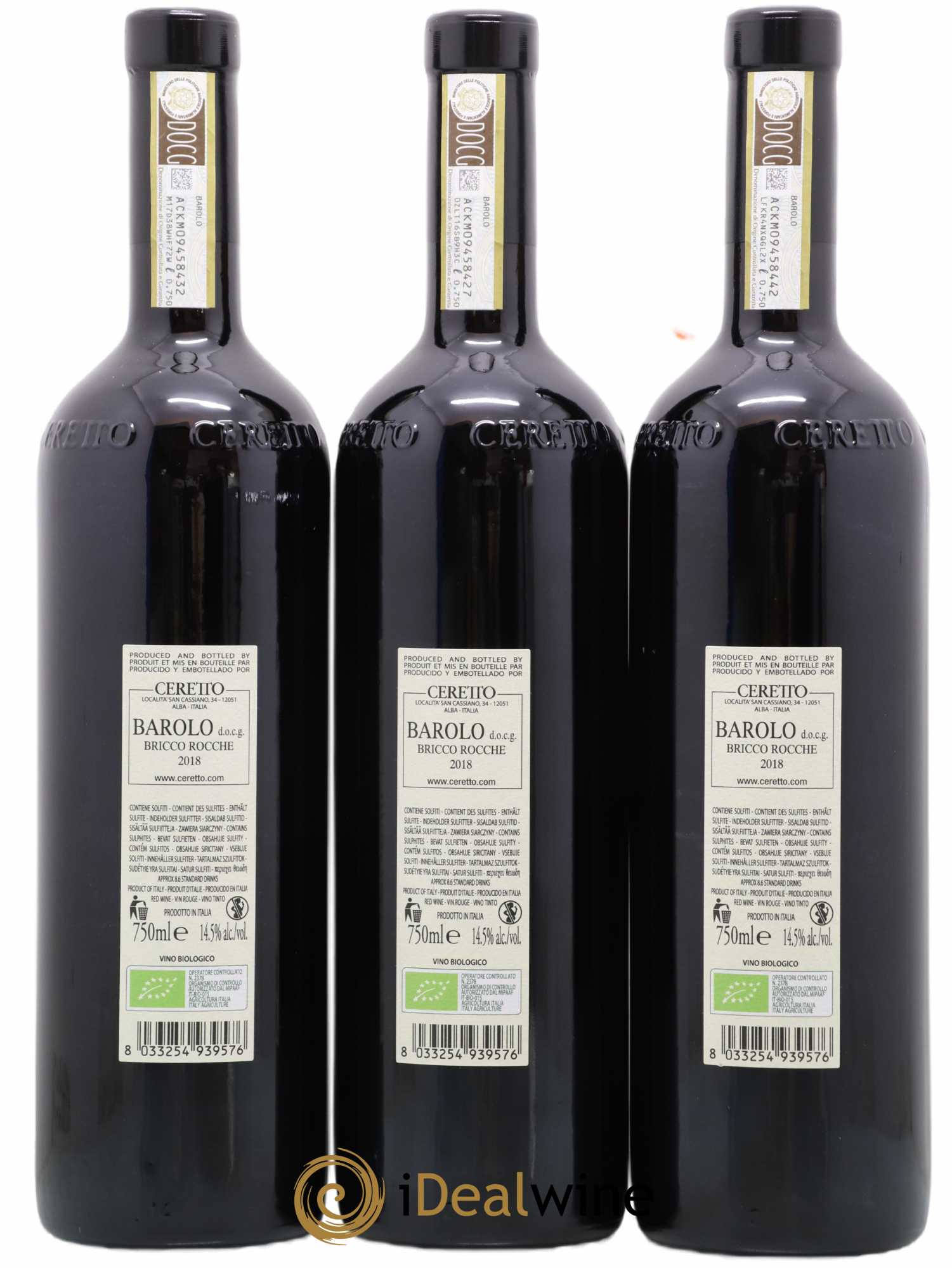 Barolo Bricco Rocche Ceretto 2018 - Lot de 3 bouteilles - 1