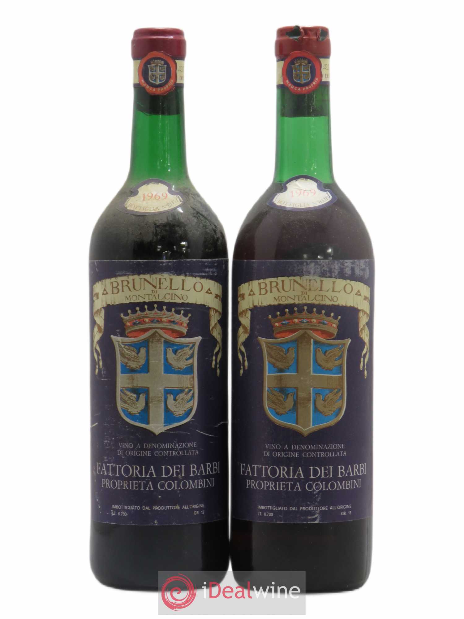Brunello di Montalcino Torchio D'Oro Fattoria Dei Barbi Brunello Di Montalcino (sans prix de réserve) 1969 - Posten von 2 Flaschen - 0