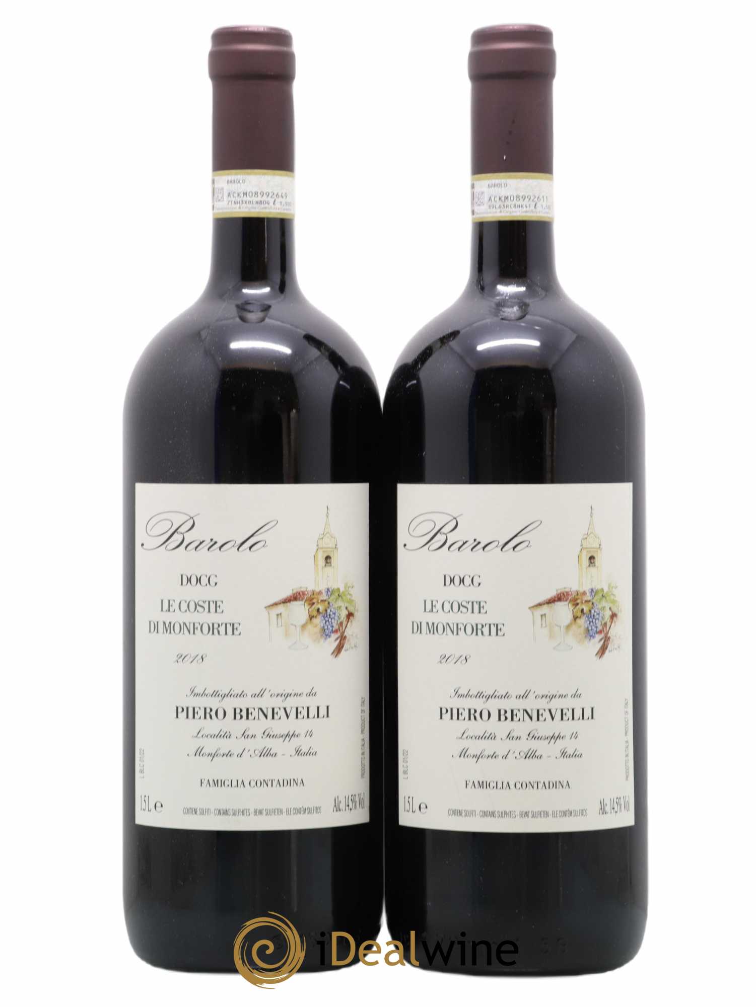 Barolo Le Coste di Monforte Piero Benevelli 2018 - Lot de 2 magnums - 0