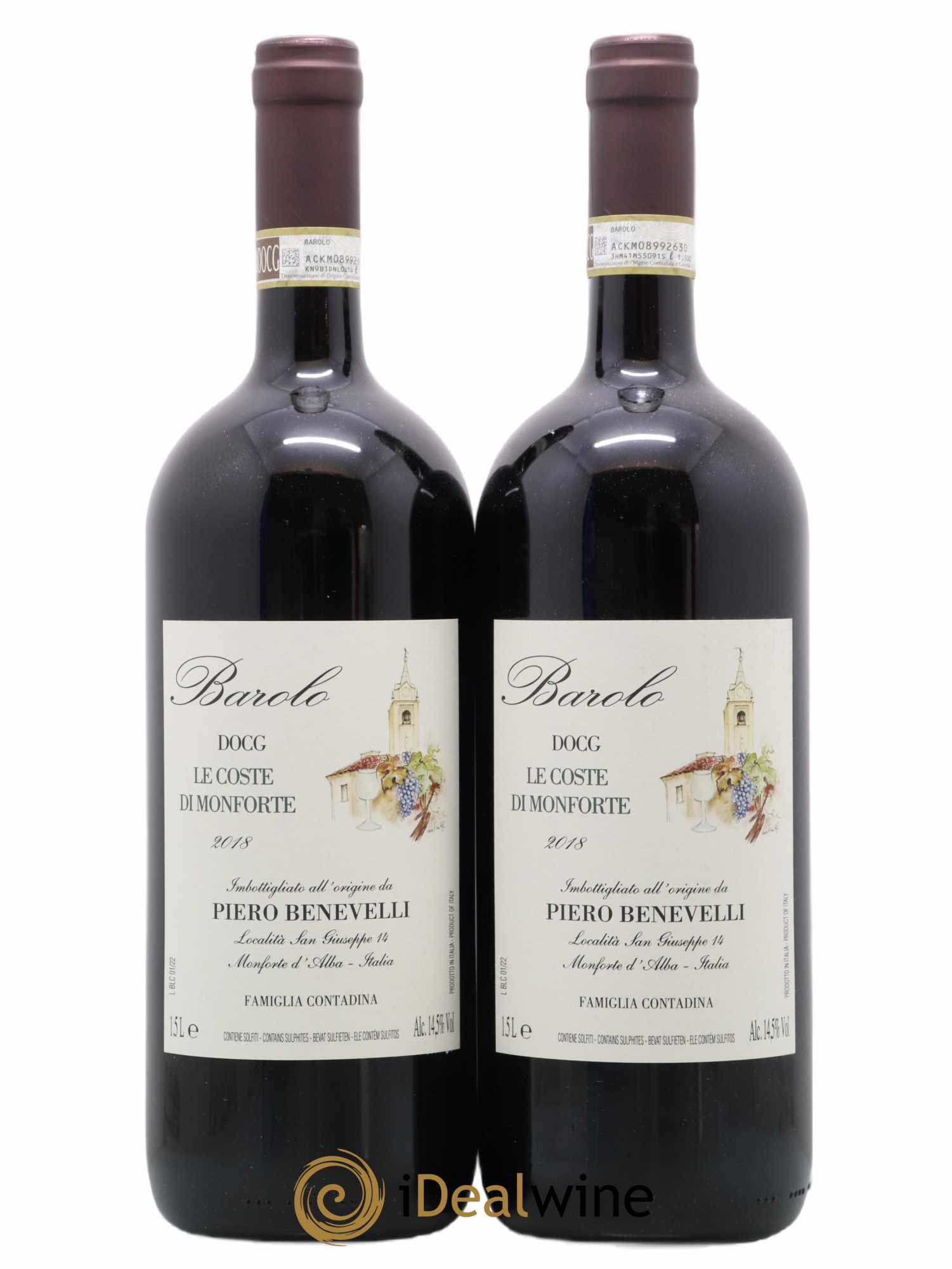 Barolo Le Coste di Monforte Piero Benevelli 2018 - Lot de 2 magnums - 0