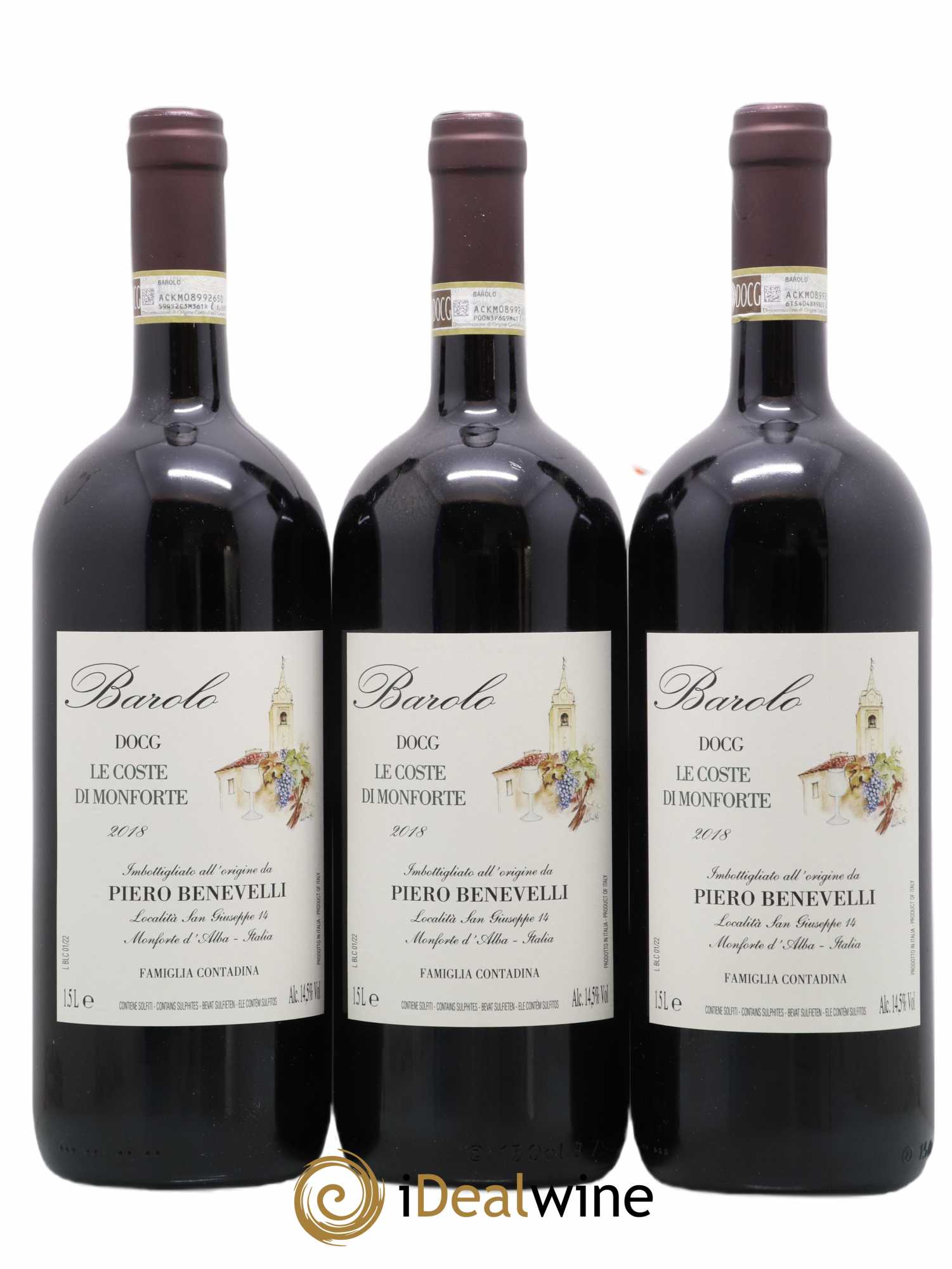 Barolo Le Coste di Monforte Piero Benevelli 2018 - Lot de 3 magnums - 0