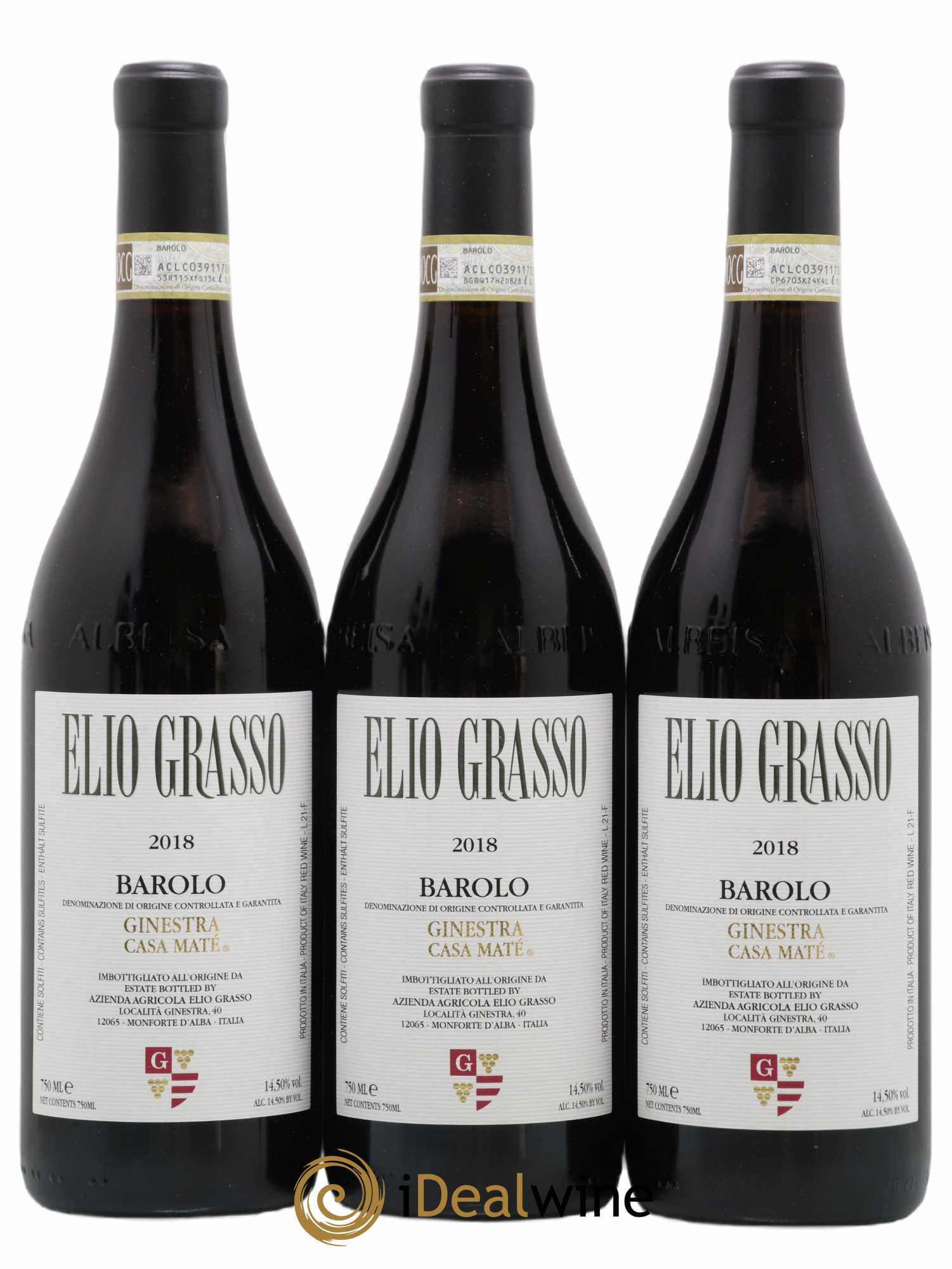 Barolo DOCG Ginestra Casa Maté Elio Grasso 2018 - Lot de 3 bouteilles - 0
