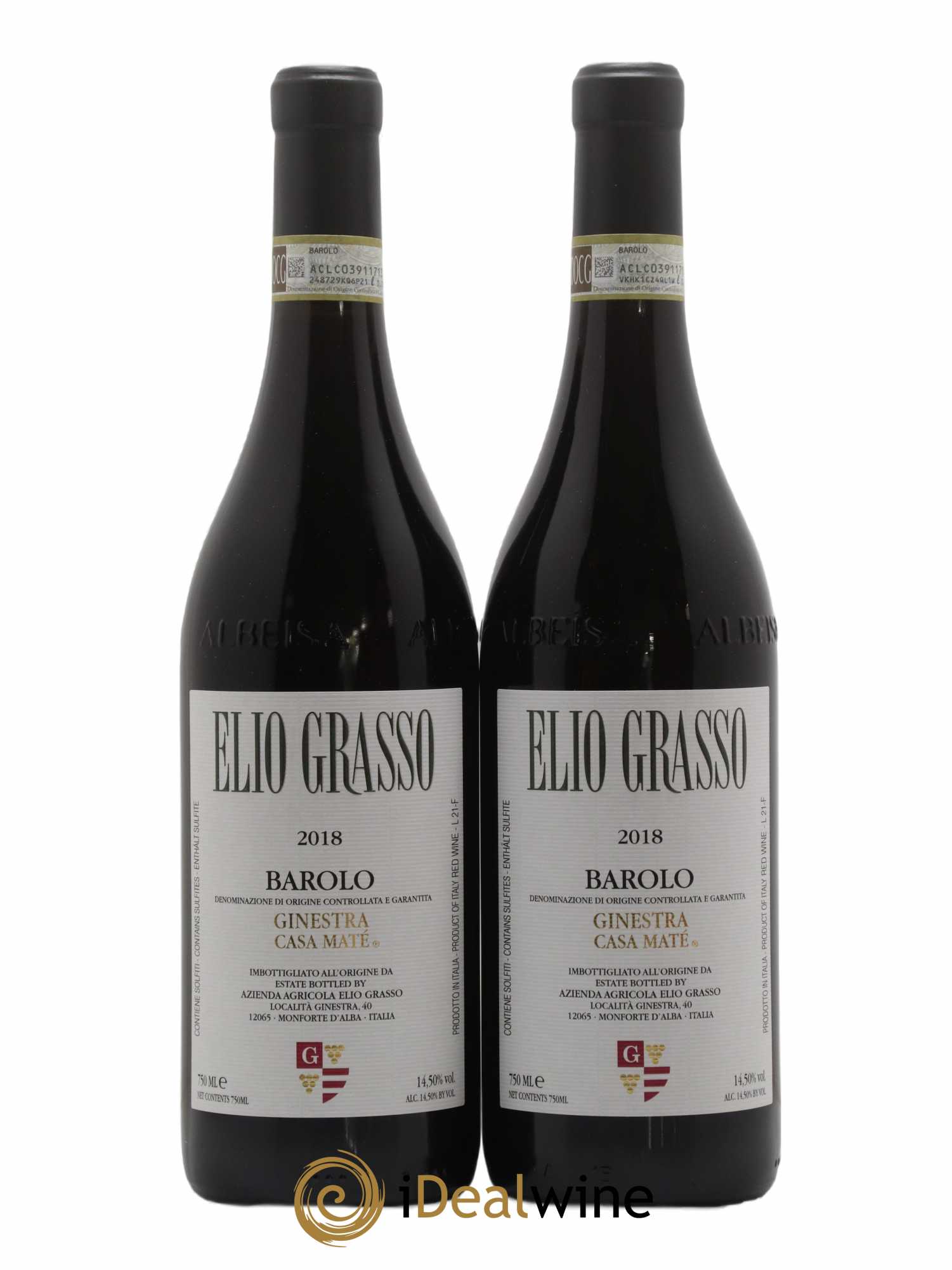 Barolo DOCG Ginestra Casa Maté Elio Grasso 2018 - Lot de 2 bouteilles - 0