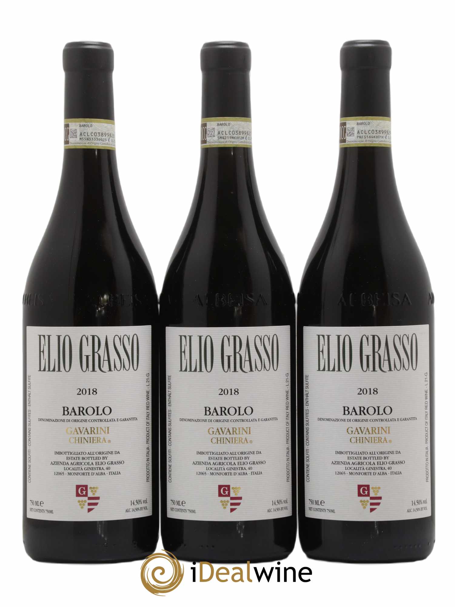 Barolo Gavarini Chiniera Elio Grasso 2018 - Lot de 3 bouteilles - 0