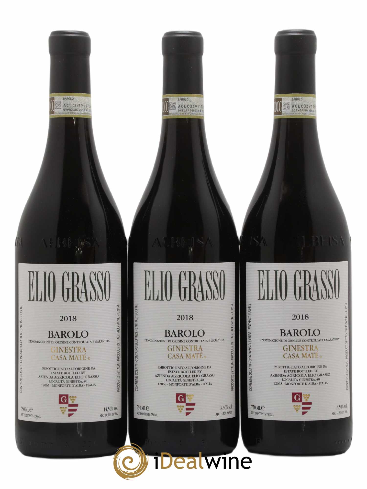 Barolo DOCG Ginestra Casa Maté Elio Grasso 2018 - Lot de 3 bouteilles - 0