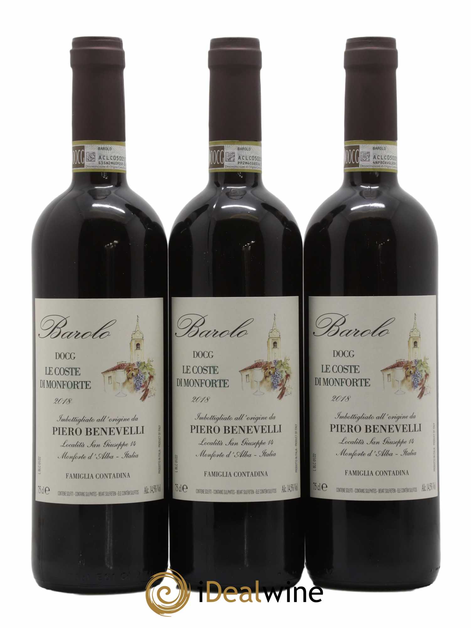 Barolo Le Coste di Monforte Piero Benevelli 2018 - Lot de 3 bouteilles - 0