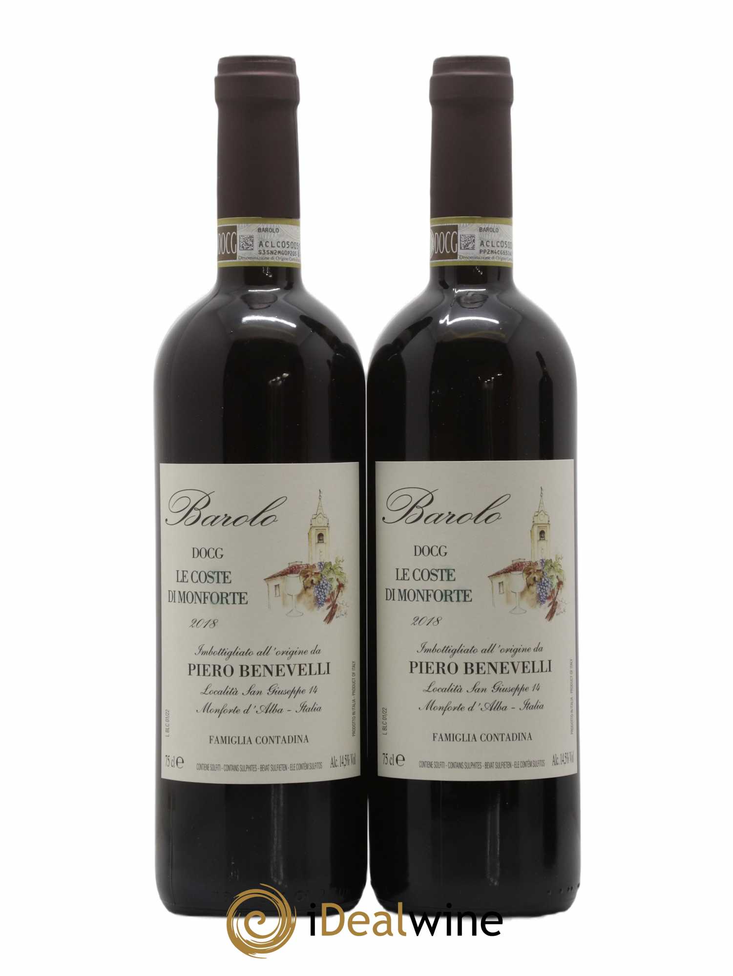 Barolo Le Coste di Monforte Piero Benevelli 2018 - Lot de 2 bouteilles - 0