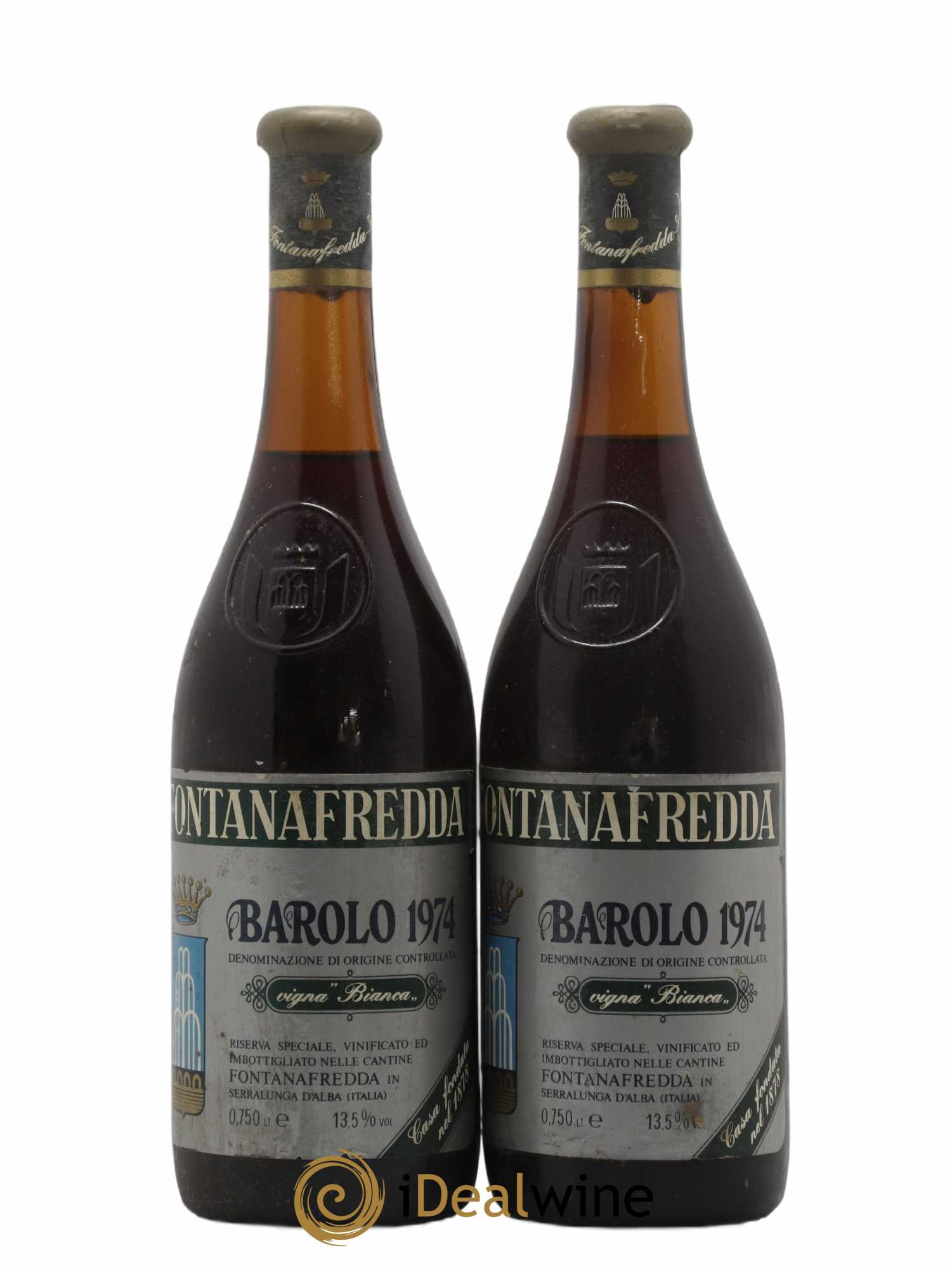 Barolo Riserva Speciale Vigna Bianca Fontanafredda 1974 - Lot de 2 bouteilles - 0