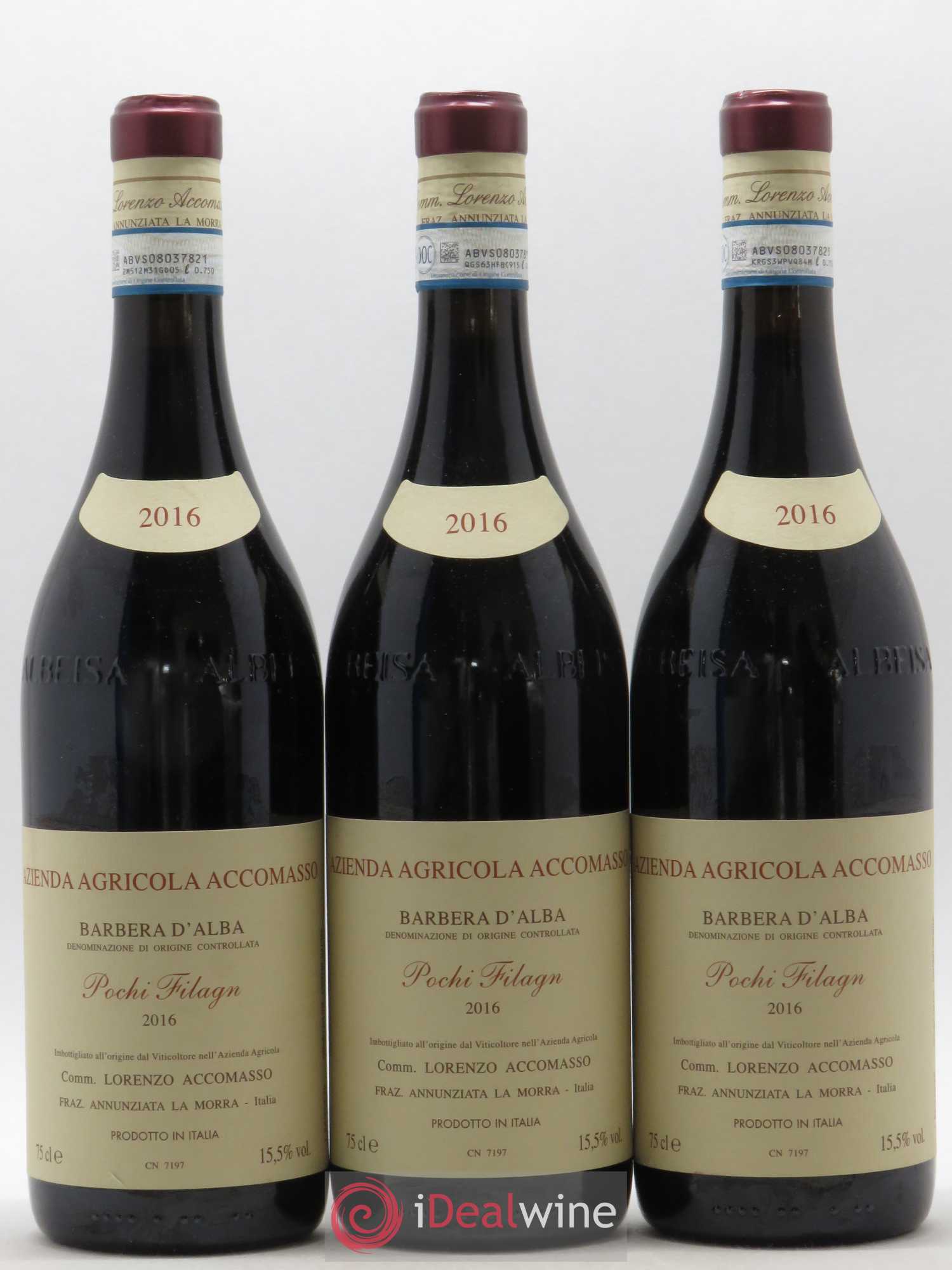 Barbera d'Alba DOC Pochi Filagn Accomasso 2016 - Lot de 3 bouteilles - 0