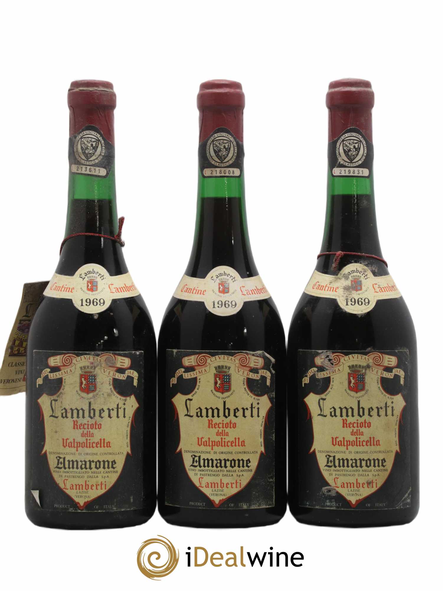 Vénétie Recioto della Valpollicella Lamberti 1969 - Lot de 3 bouteilles - 0