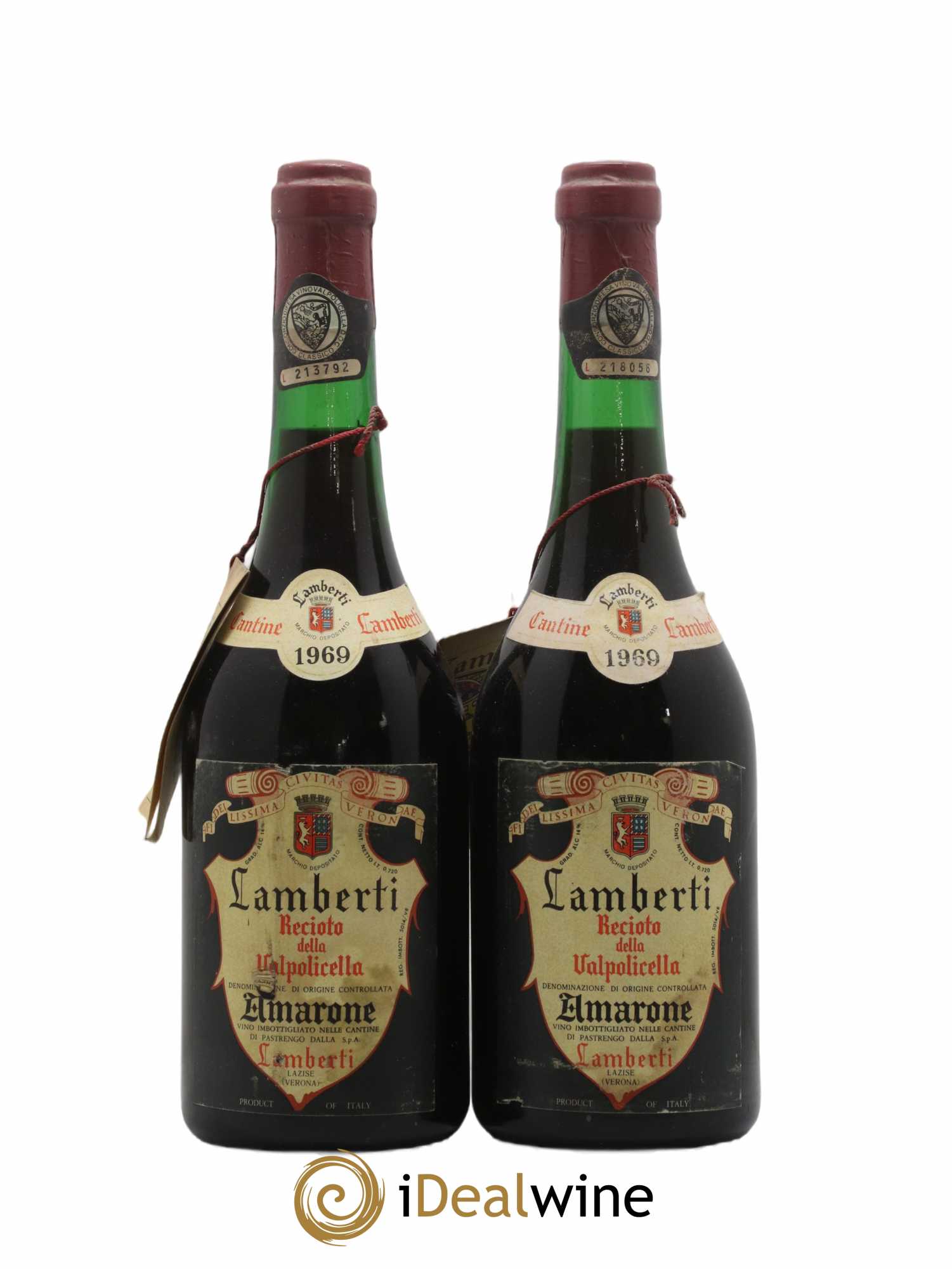 Vénétie Recioto della Valpollicella Lamberti 1969 - Lot de 2 bouteilles - 0