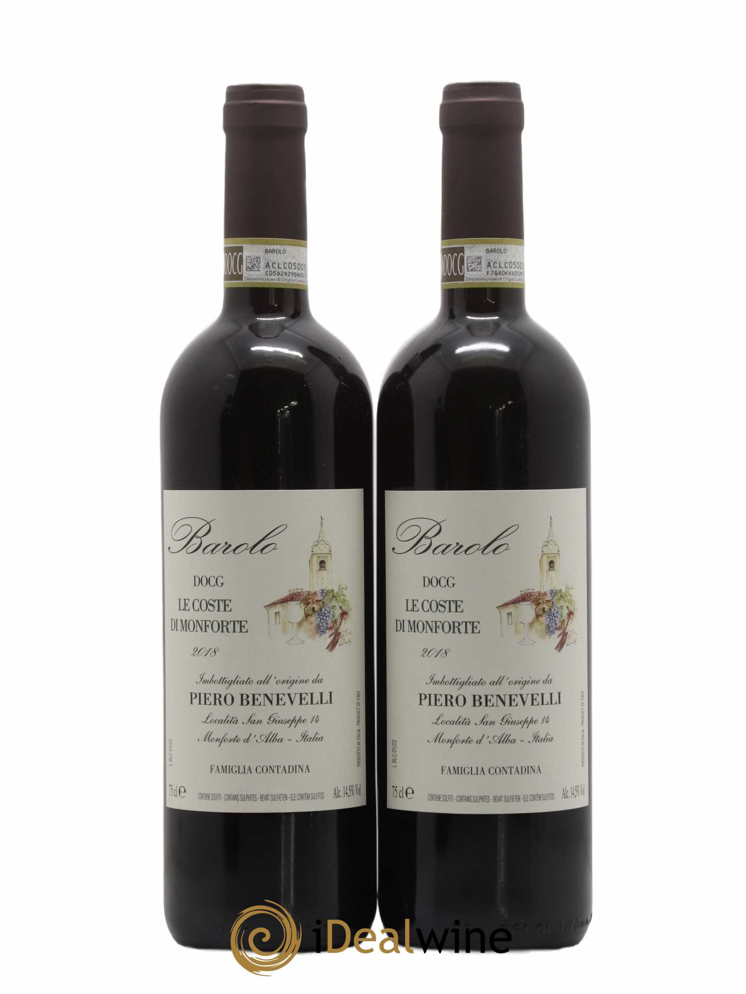 Barolo Le Coste di Monforte Piero Benevelli 2018 - Lot de 2 bouteilles - 0