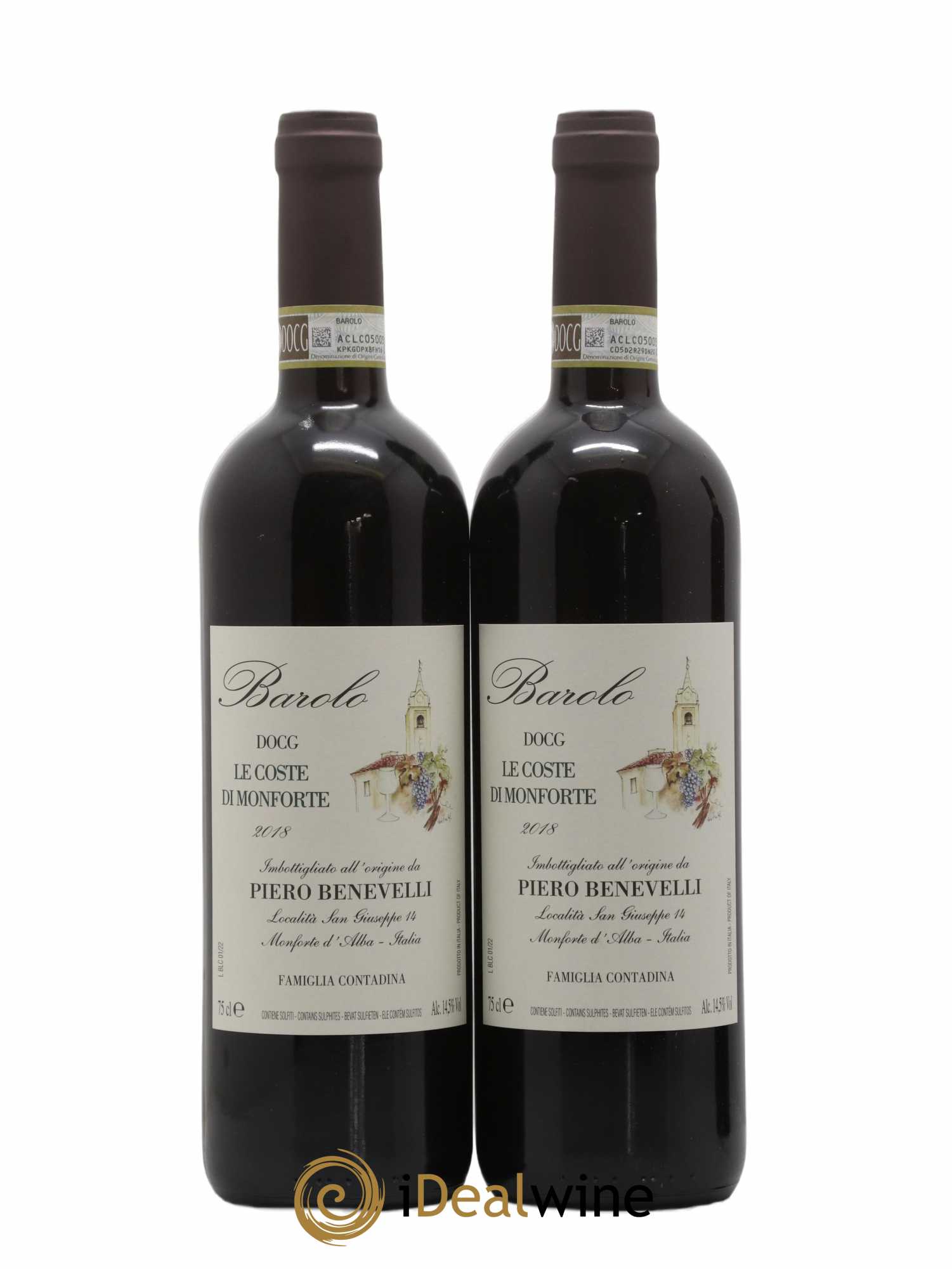 Barolo Le Coste di Monforte Piero Benevelli 2018 - Lot de 2 bouteilles - 0