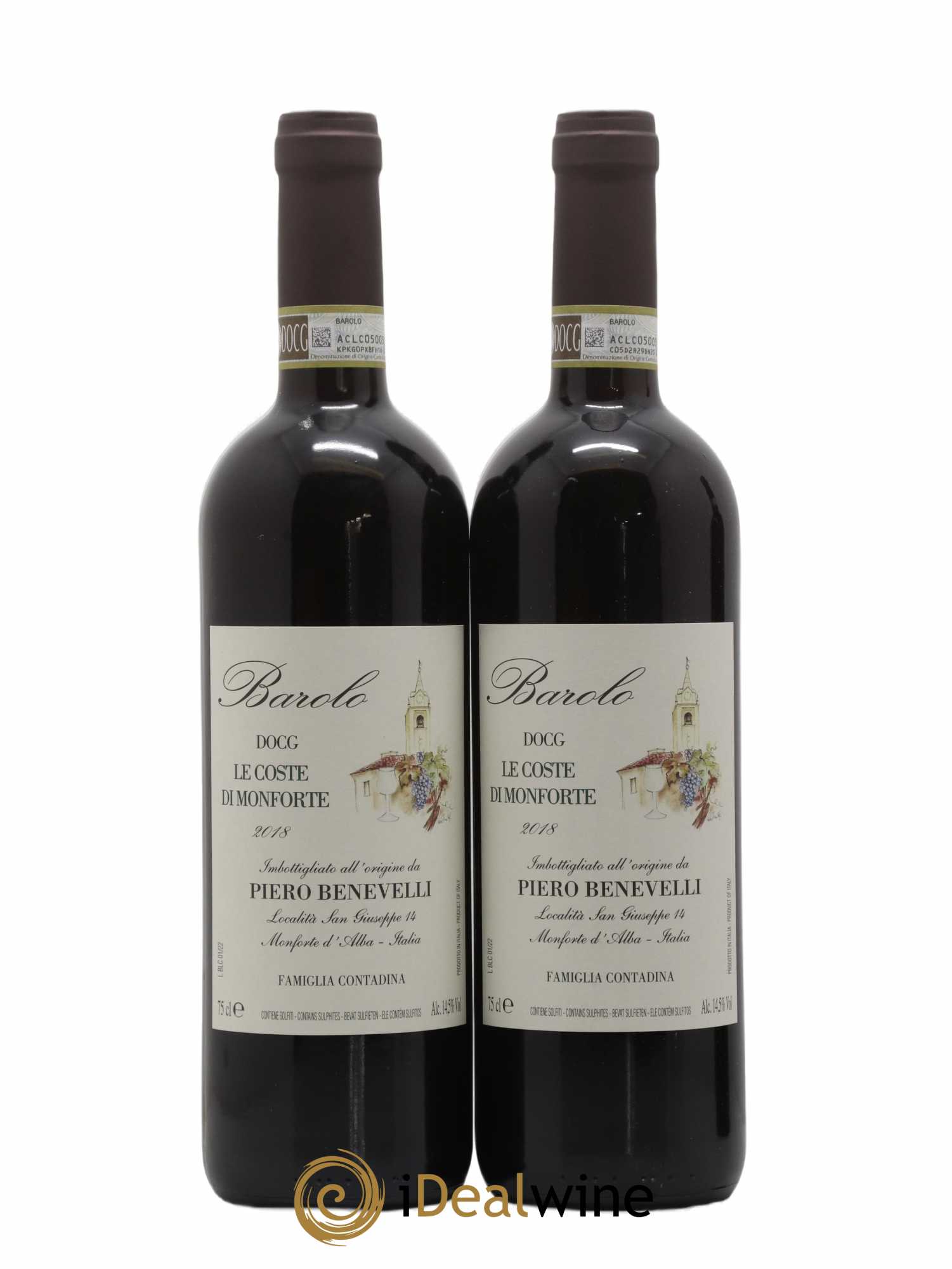 Barolo Le Coste di Monforte Piero Benevelli 2018 - Lot de 2 bouteilles - 0