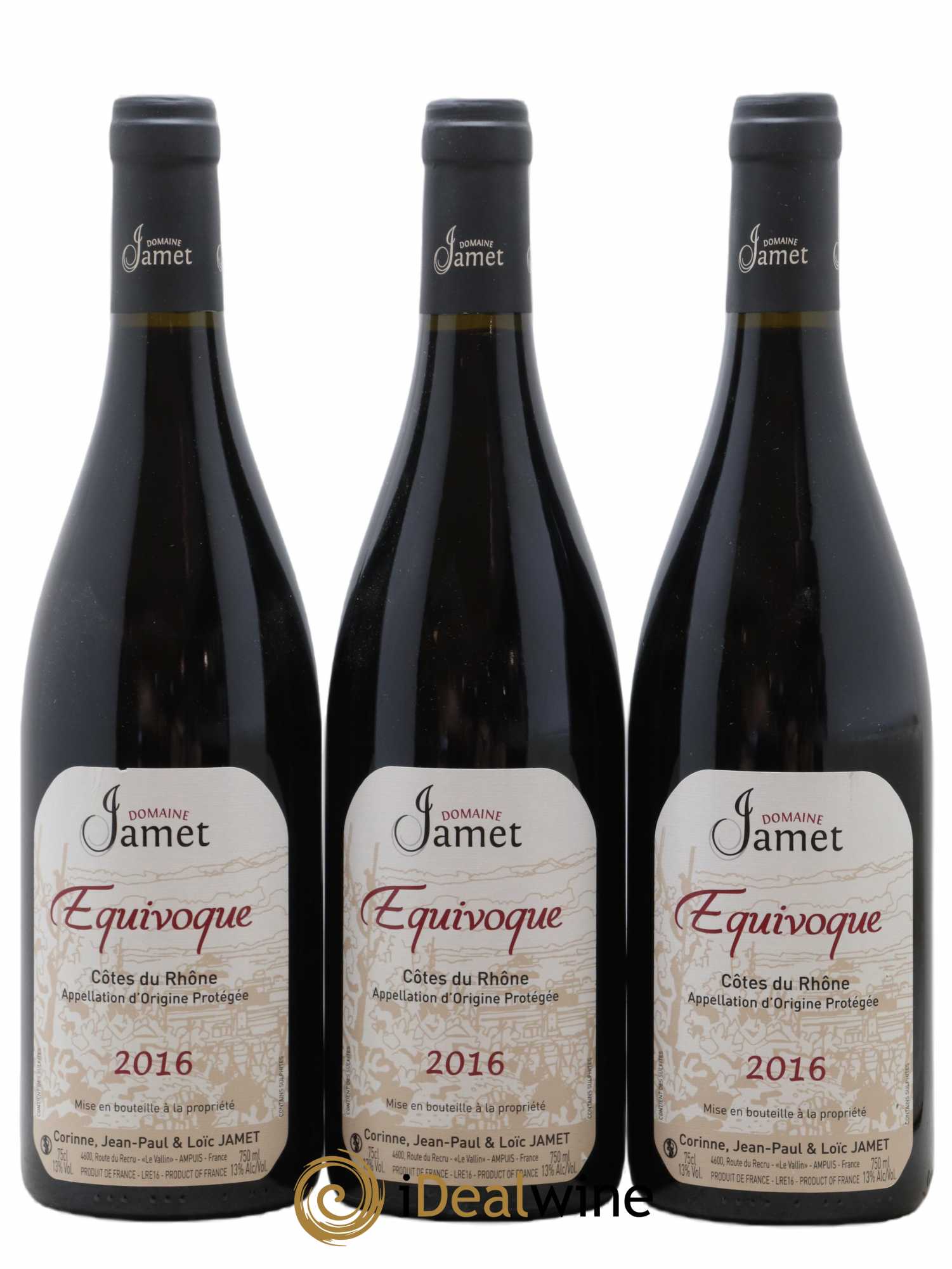 Côtes-du-Rhône Equivoque Jamet (Domaine) 2016 - Lot de 3 bouteilles - 0