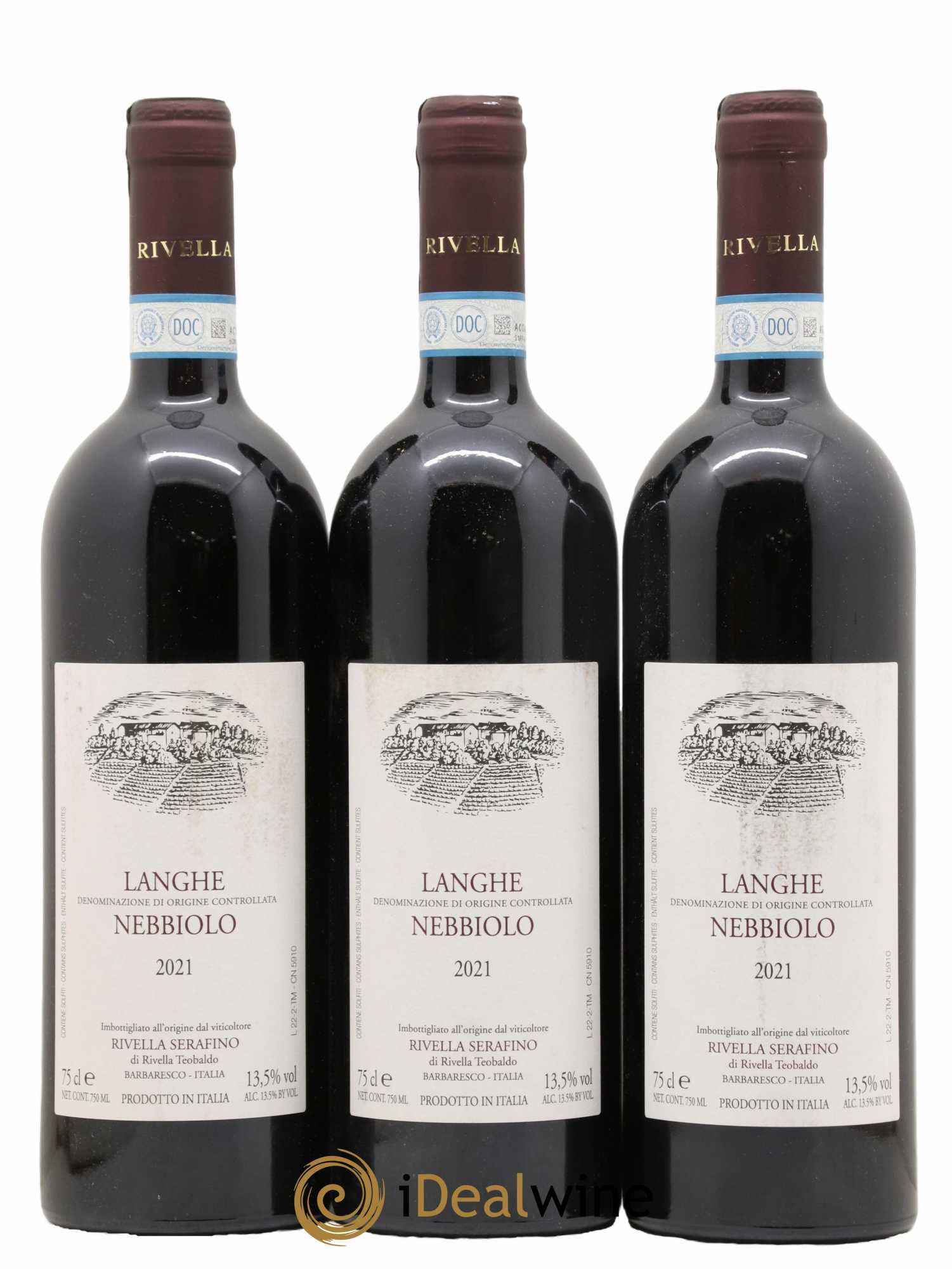 Langhe DOC Nebbiolo Rivella Serafino 2021 - Lot de 3 bouteilles - 0